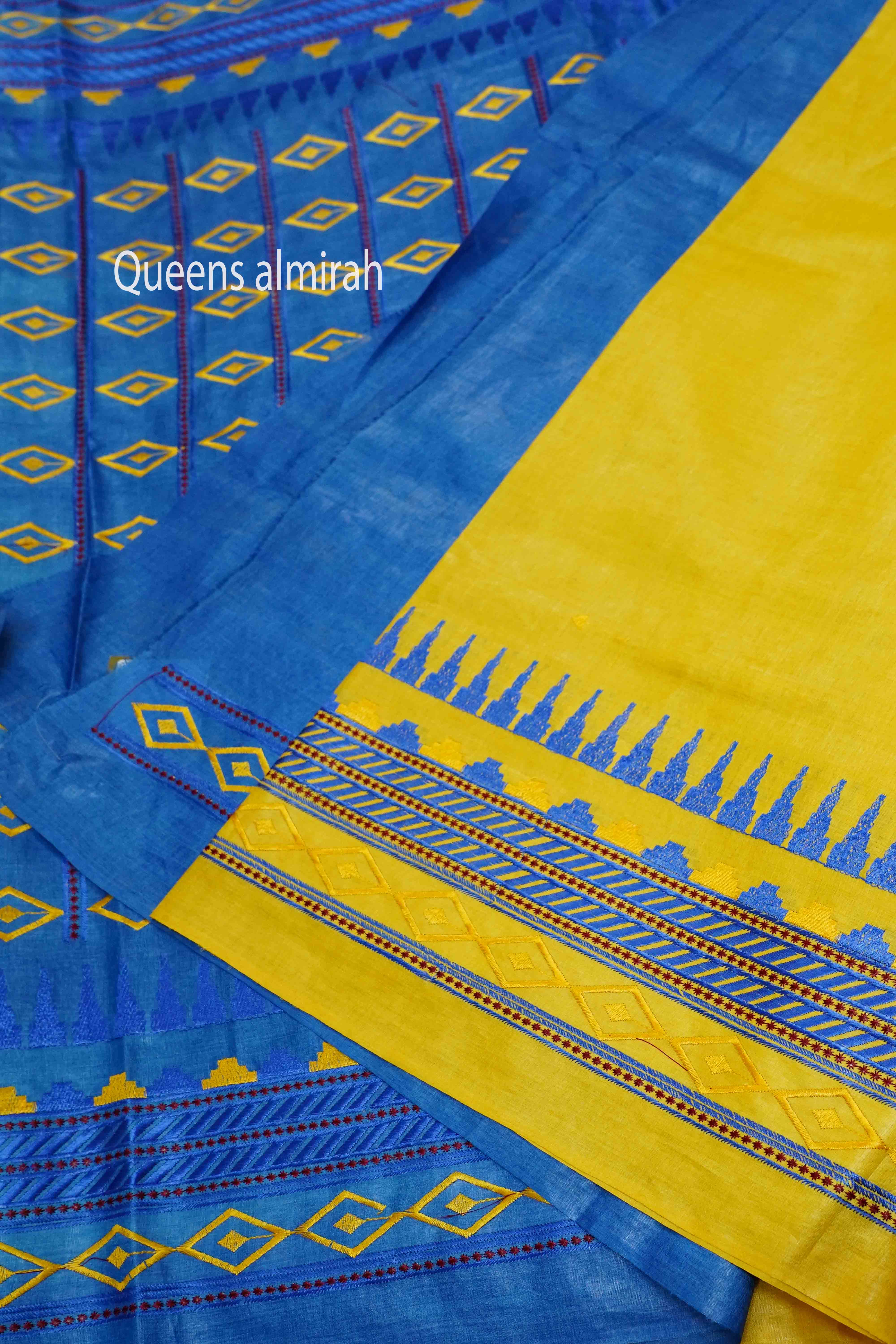 OLIVE YELLOW  PURE TUSSAR SILK SAREE - Queens Jewel Emporium