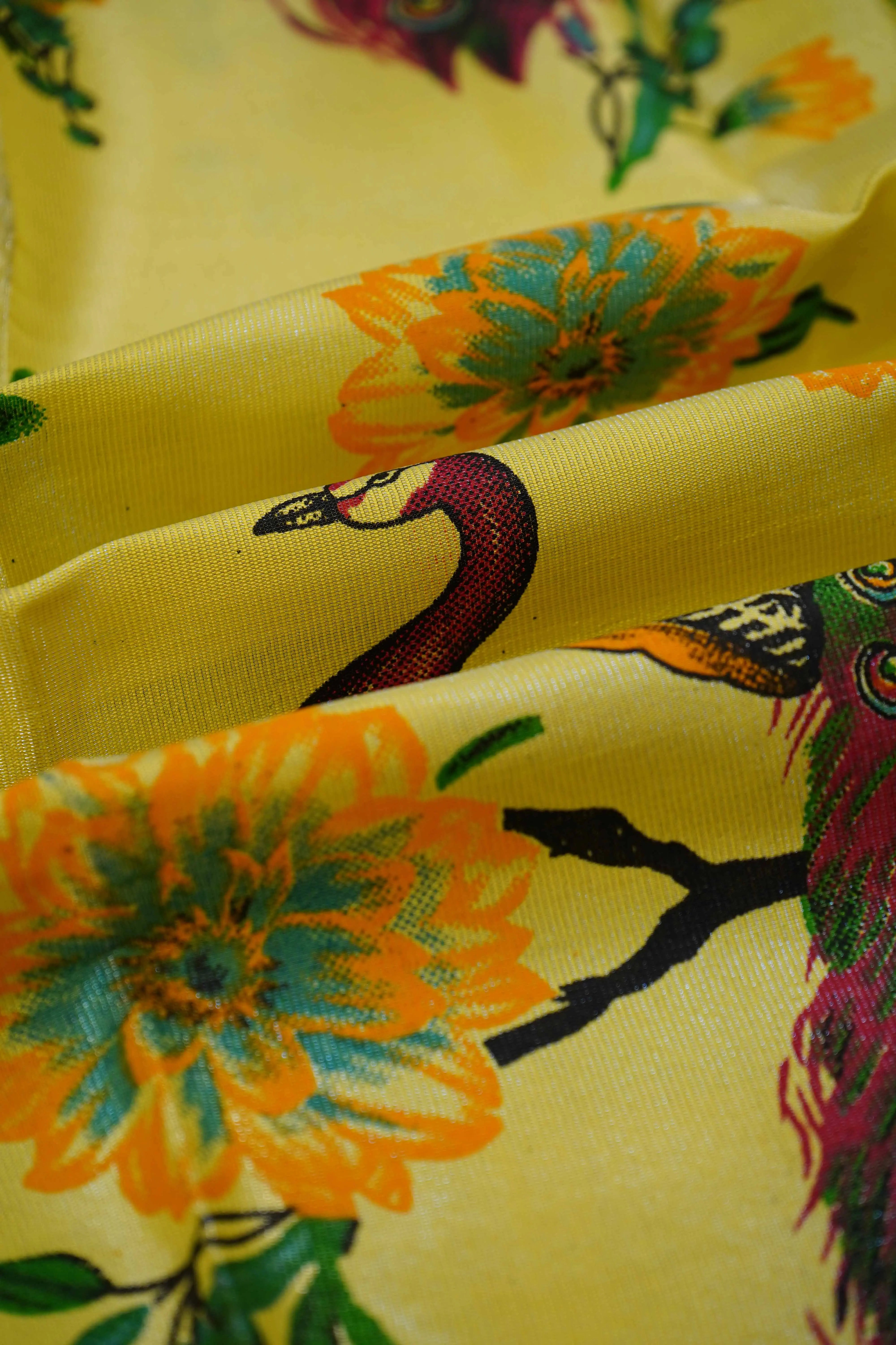 OLIVE YELLOW WITH DARK INDIGO MANGALGIRI TISSUE SAREE - Queens Jewel Emporium