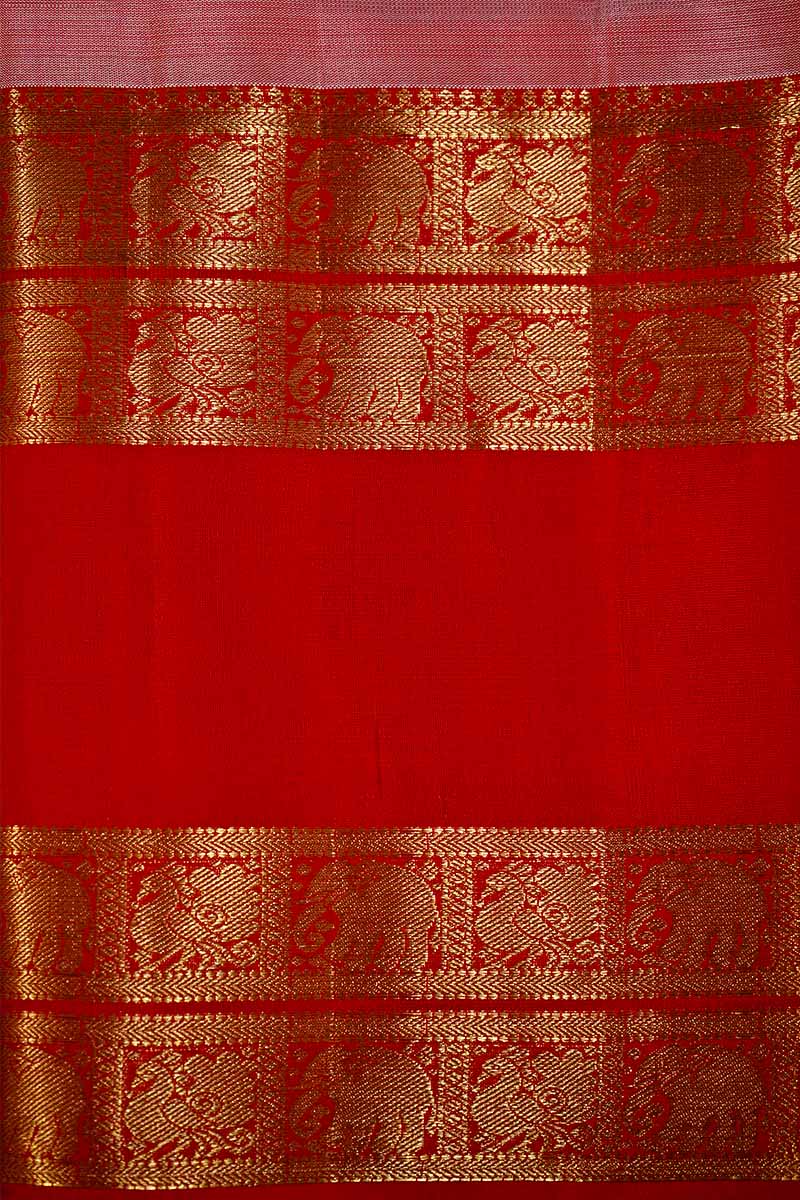 ONION PINK WITH RED RETTA PETTA KANCHIVARAM SAREE - Queens Jewel Emporium