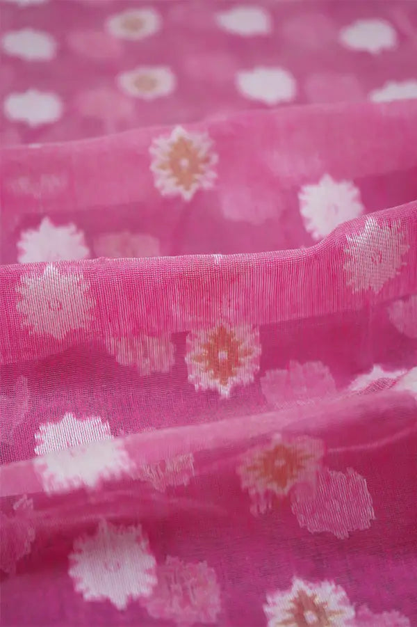 OYSTER PINK  JAMDANI COTTON SAREE - Queens Jewel Emporium