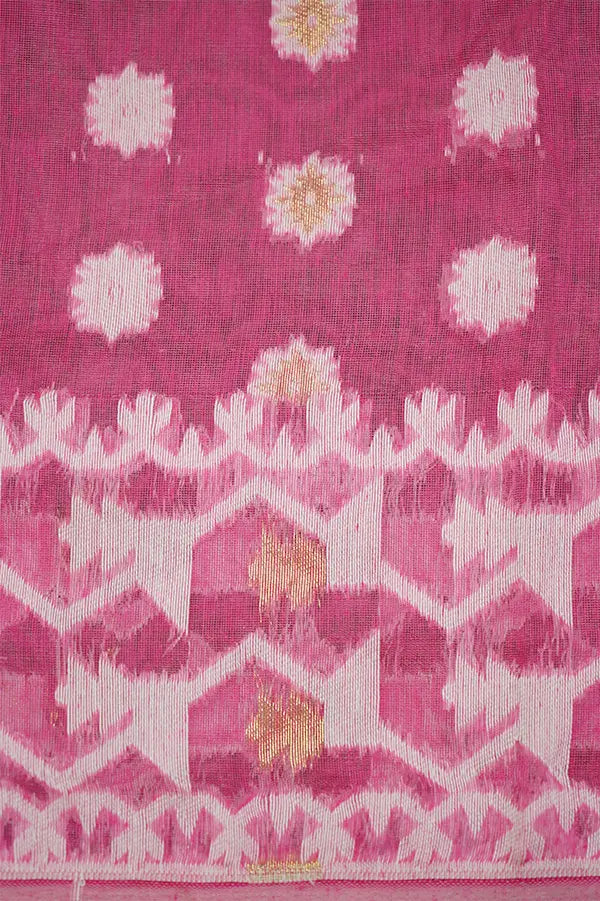 OYSTER PINK  JAMDANI COTTON SAREE - Queens Jewel Emporium