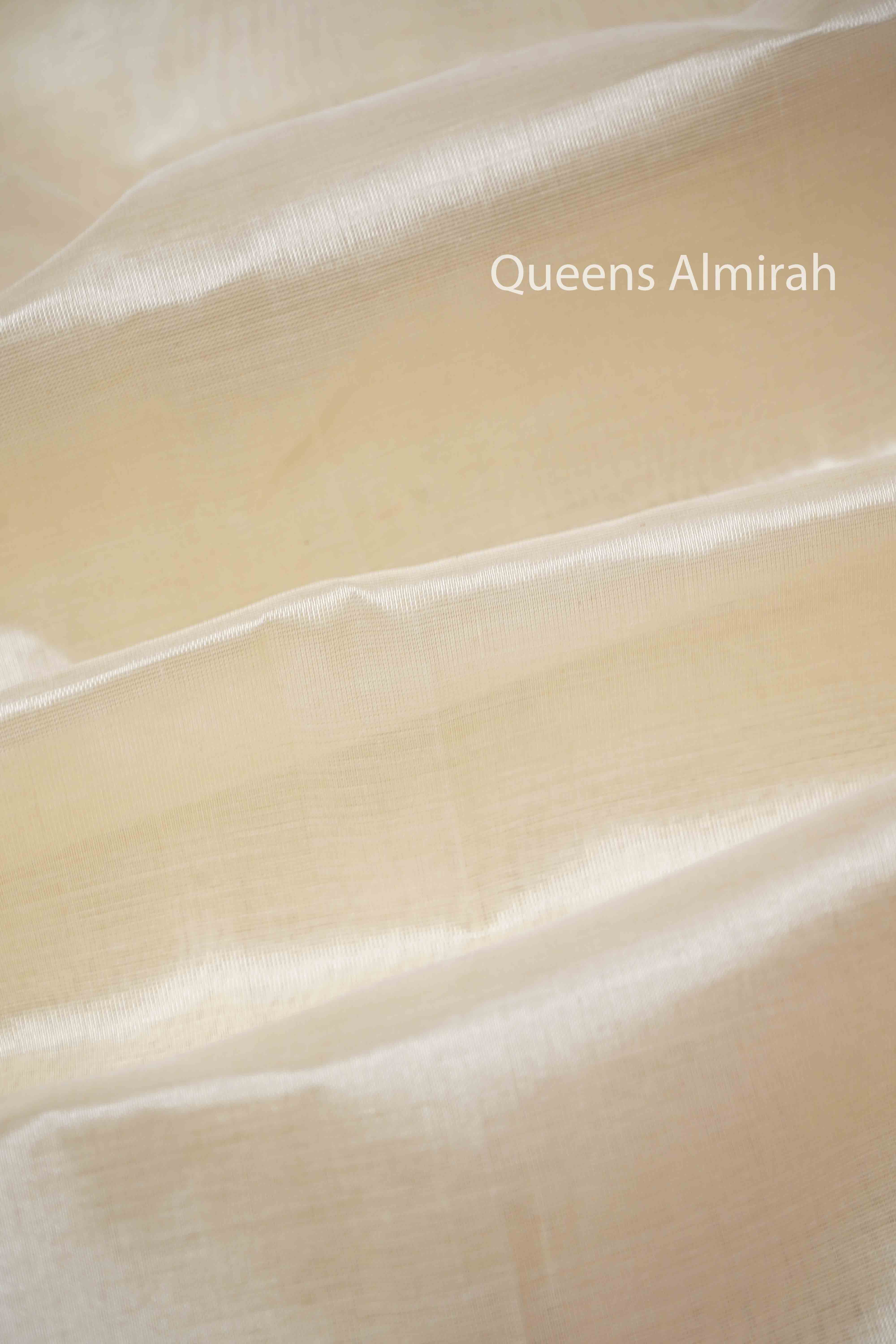 Off White With Red Pure Silk Cotton Saree - Queens Jewel Emporium
