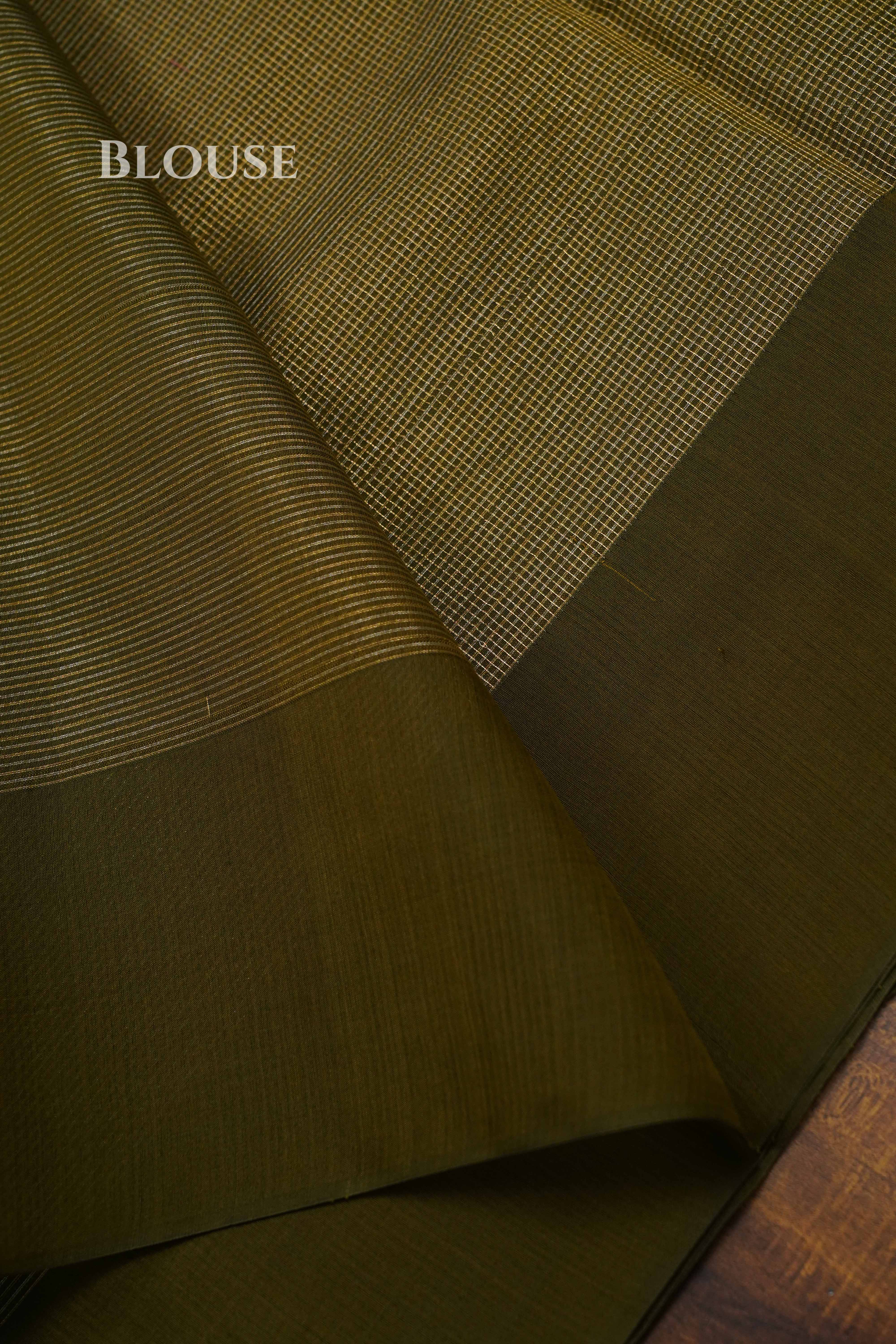 Olive Green Pure Silk Cotton Saree QUEENS ALMIRAH