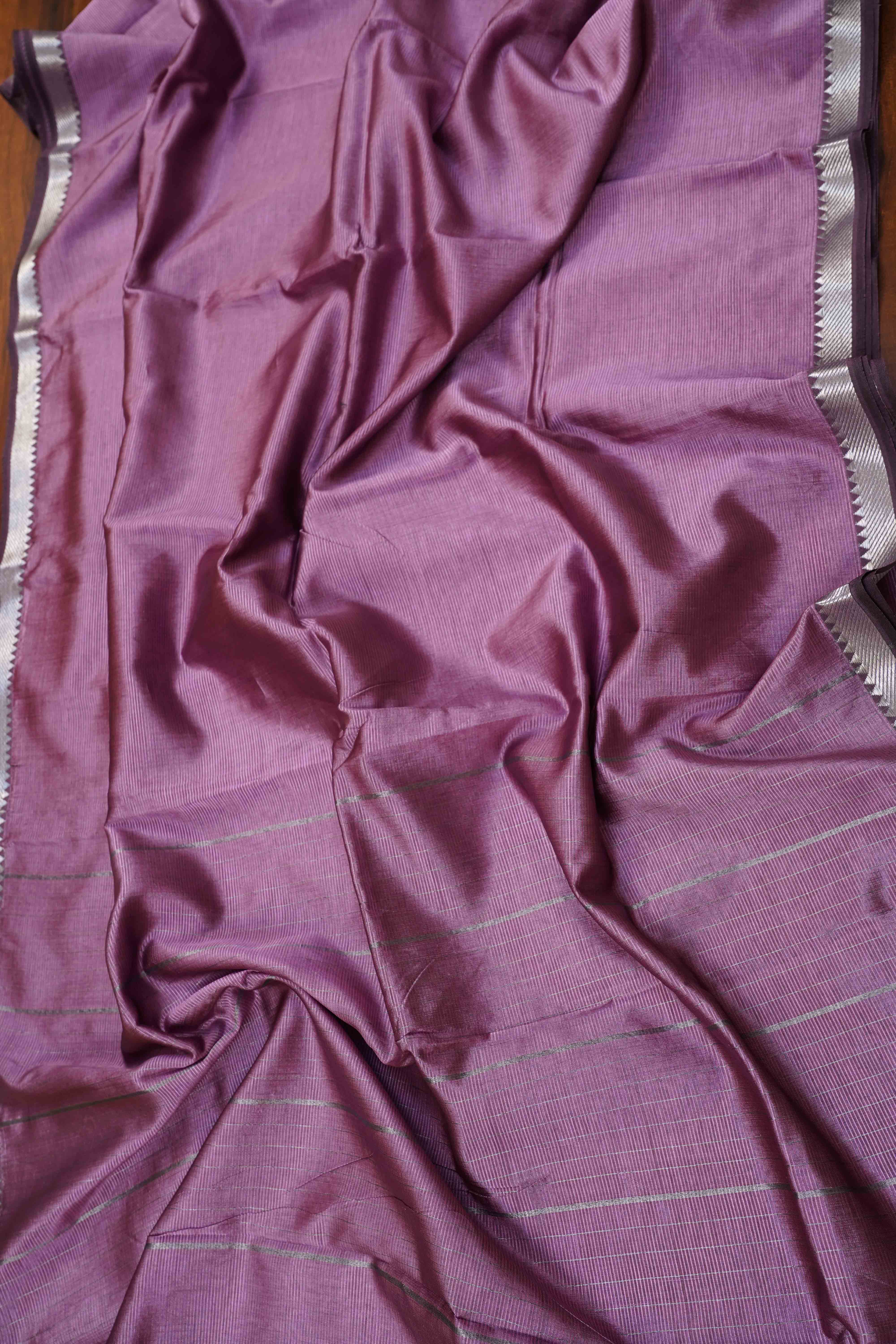 ONION PINK SILVER ZARI BORDER MANGALGIRI SAREE - Queens Jewel Emporium