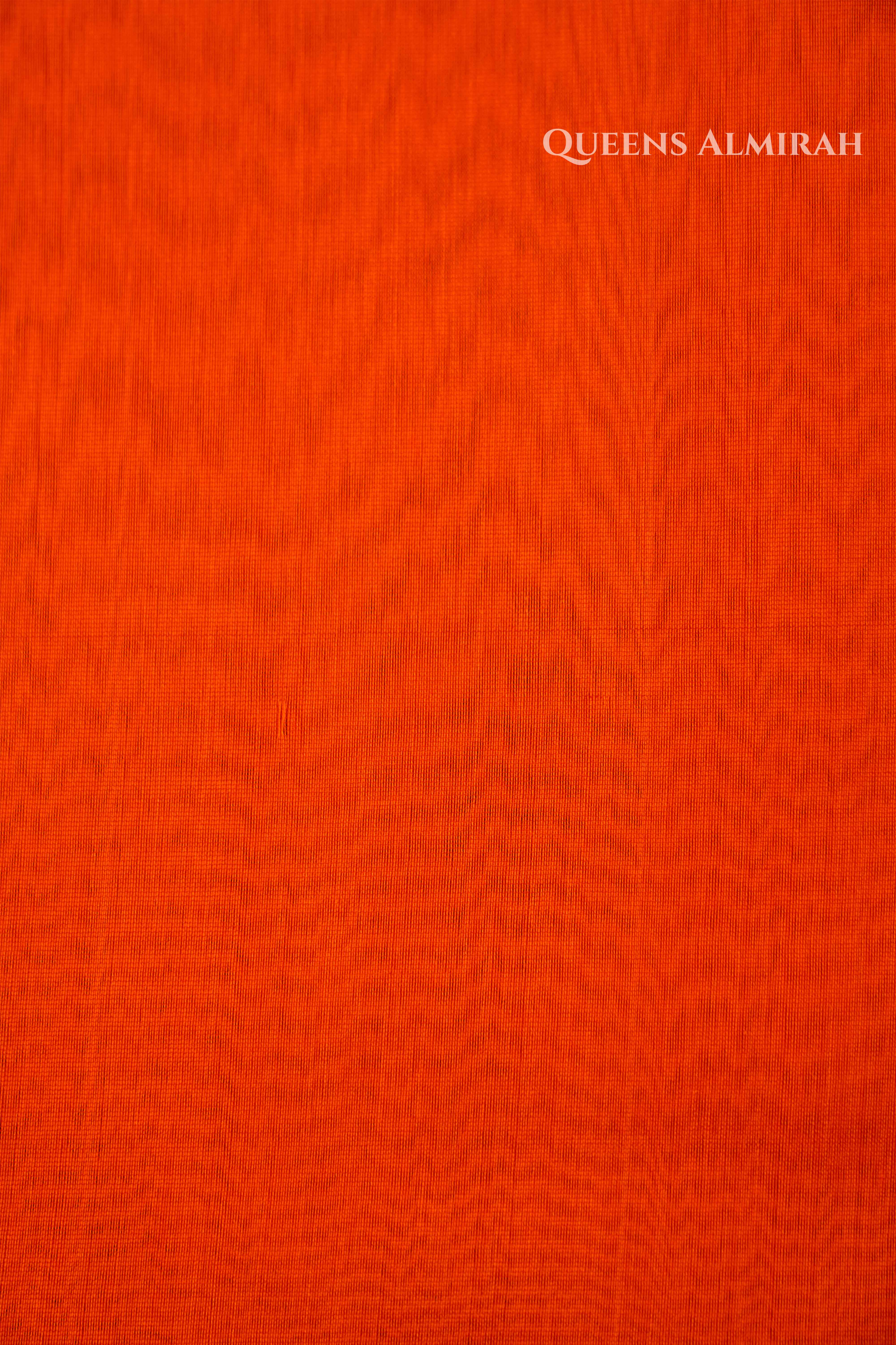 Orange Maheshwari Silk Cotton Saree QUEENS ALMIRAH