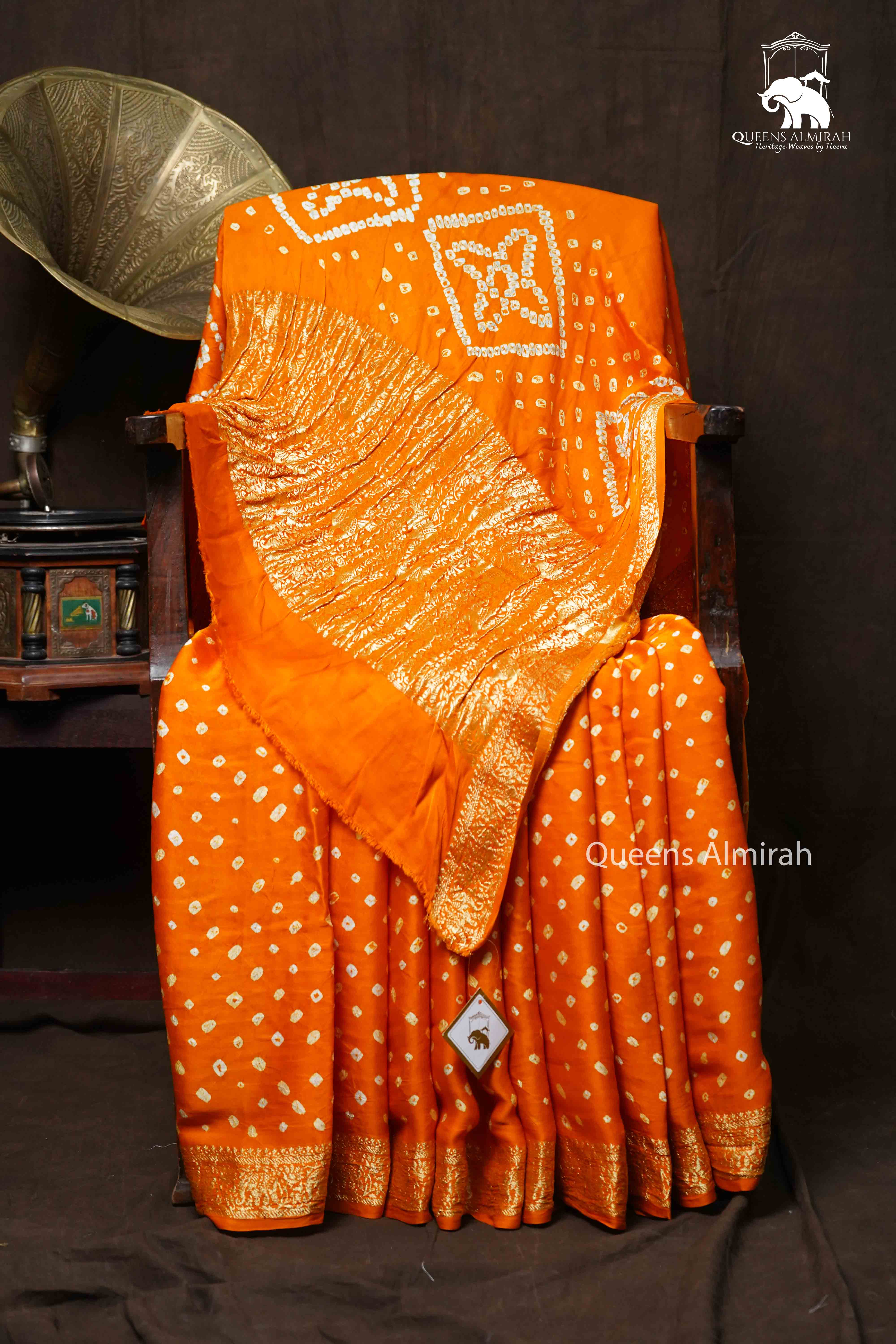ORANGE MODAL SILK SAREE - Queens Jewel Emporium