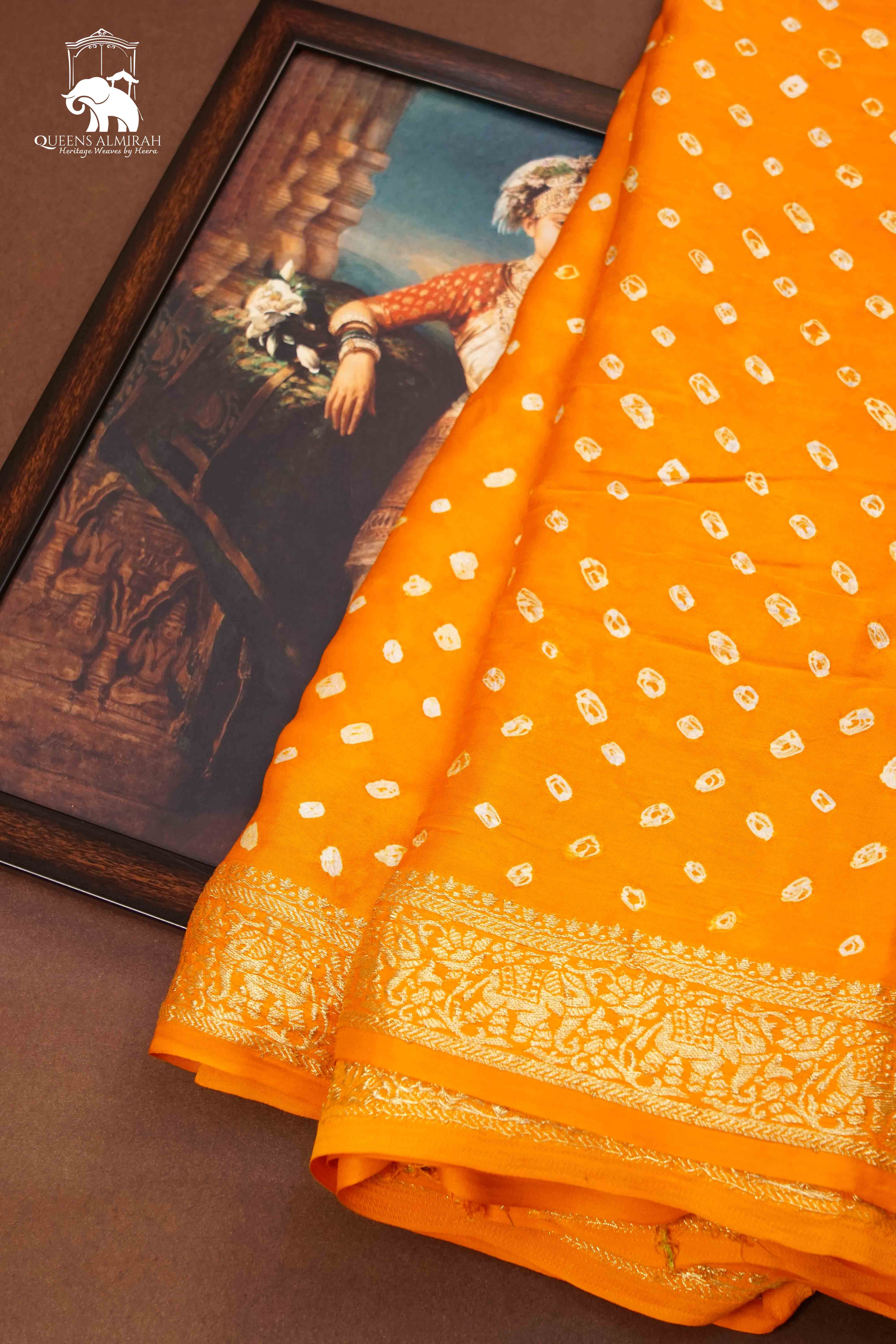 ORANGE MODAL SILK SAREE - Queens Jewel Emporium