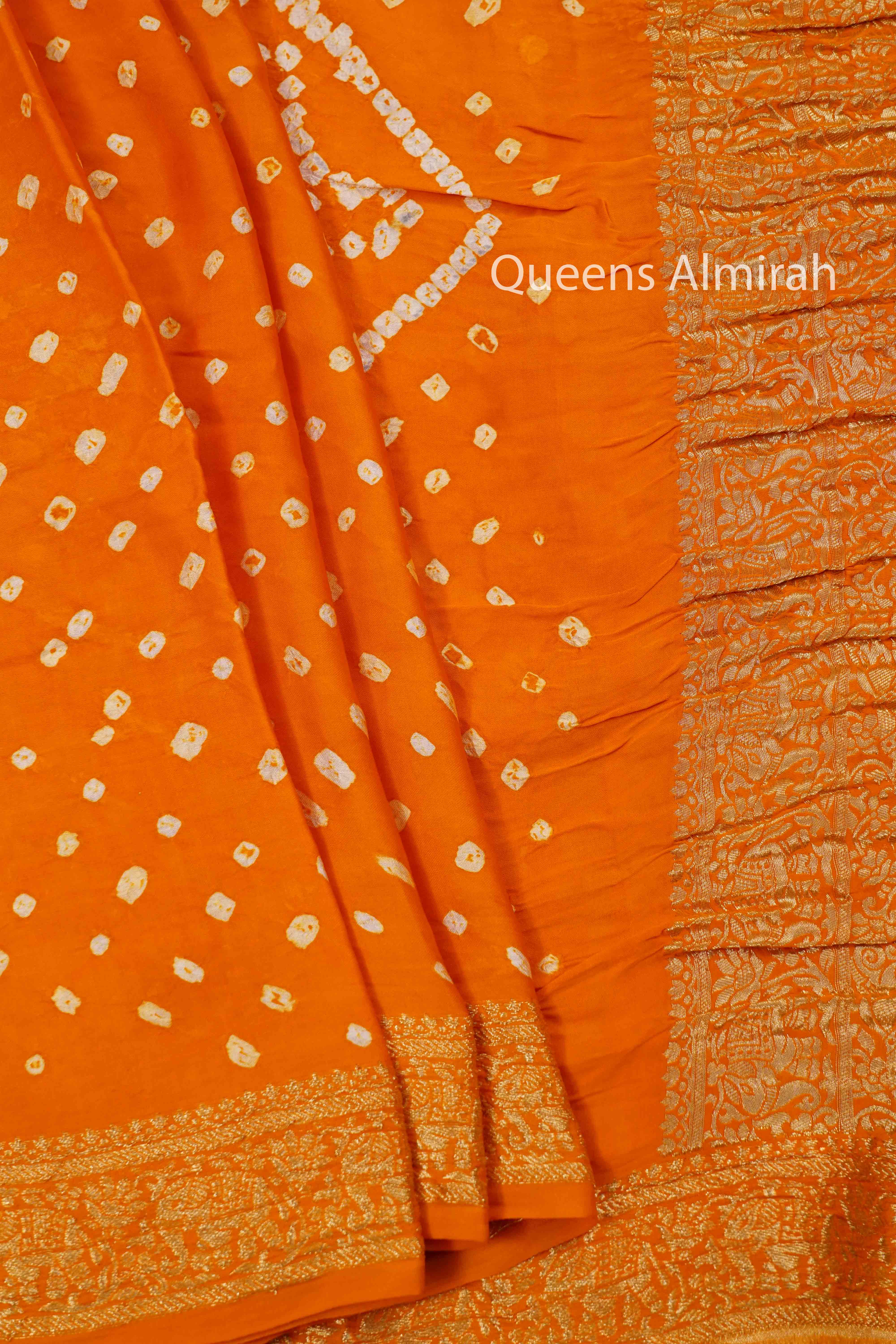 ORANGE MODAL SILK SAREE - Queens Jewel Emporium