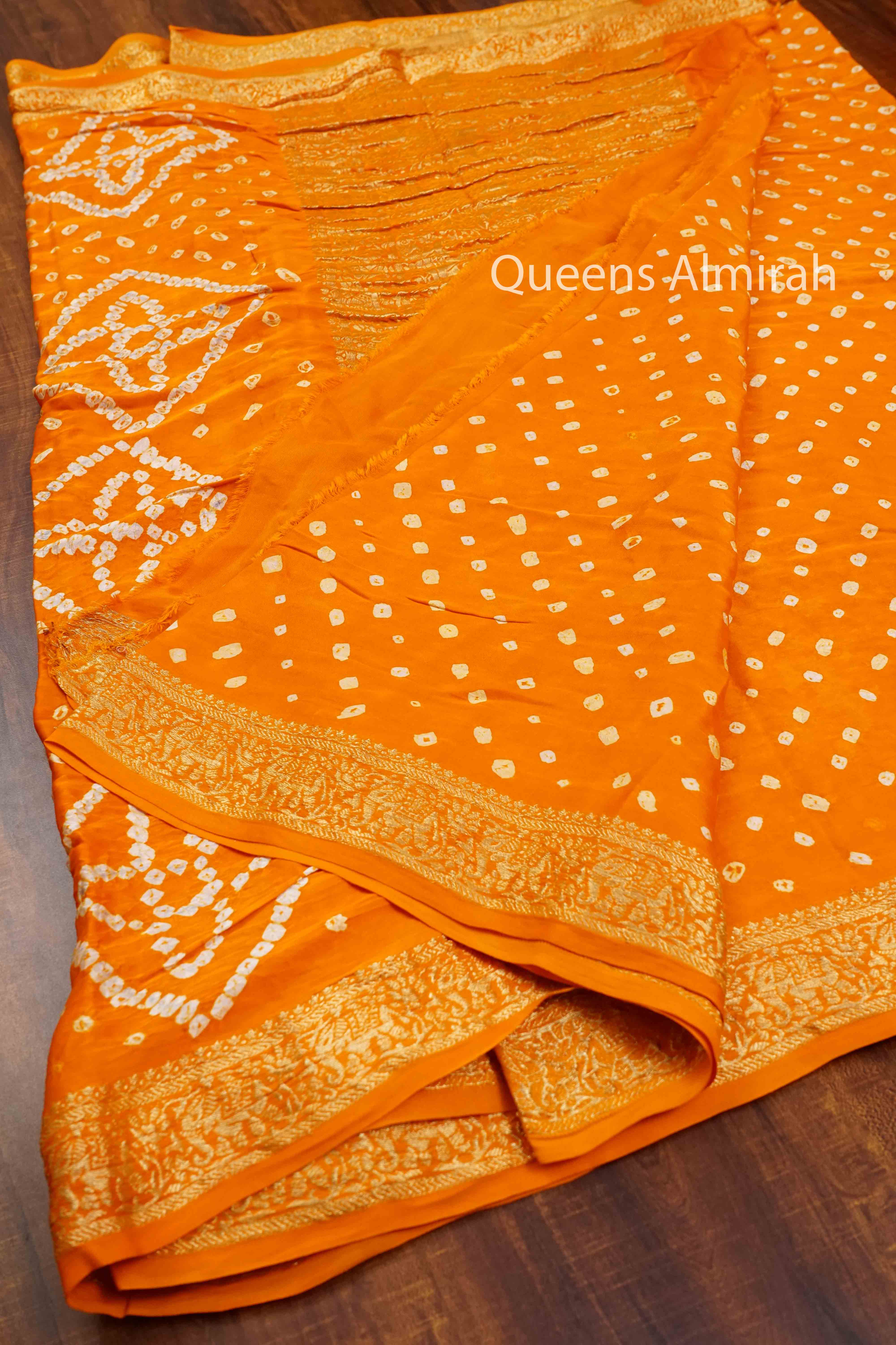 ORANGE MODAL SILK SAREE - Queens Jewel Emporium