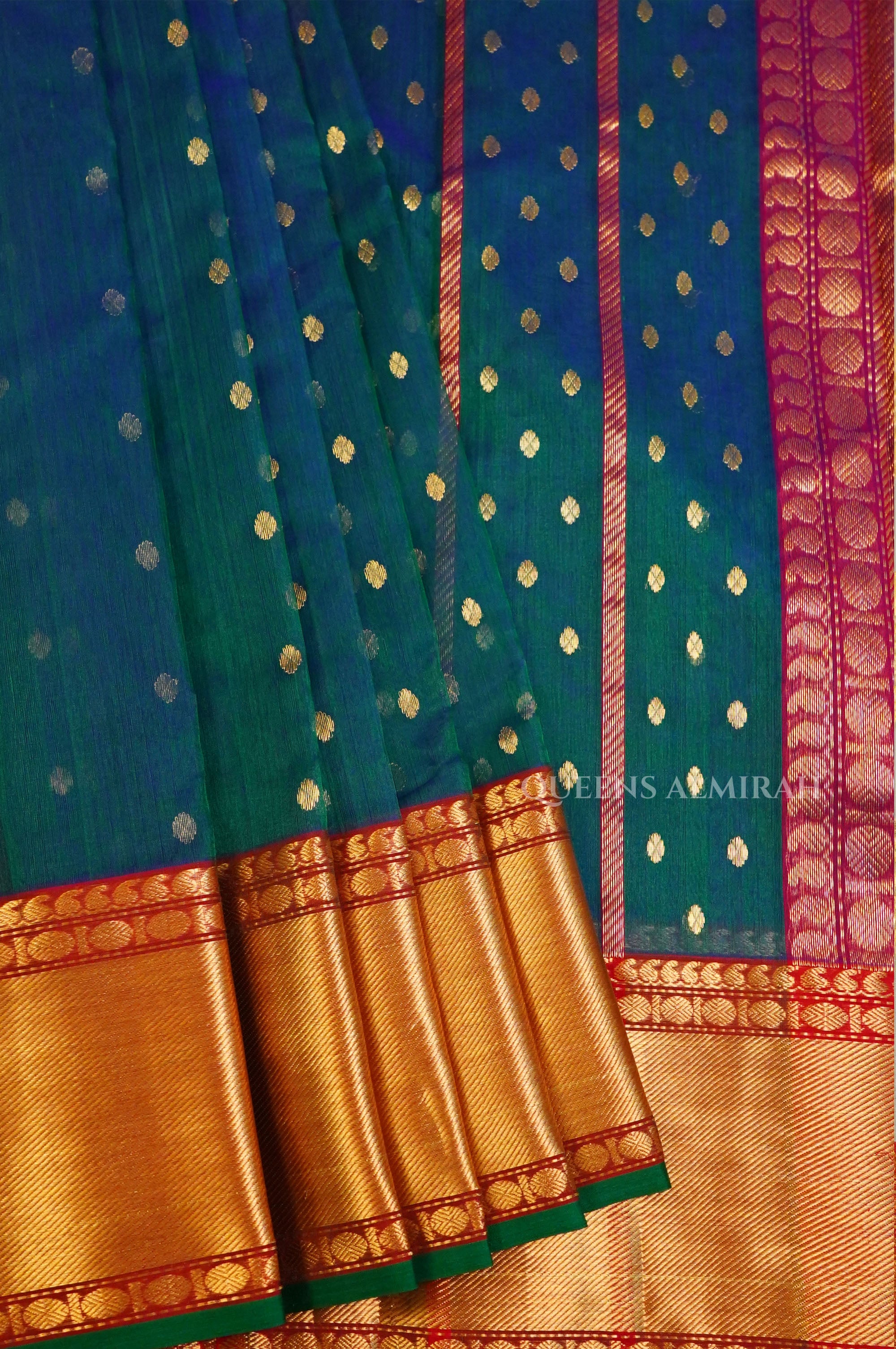 Peacock Green -Traditional Chanderi Katan Silk Handloom Saree