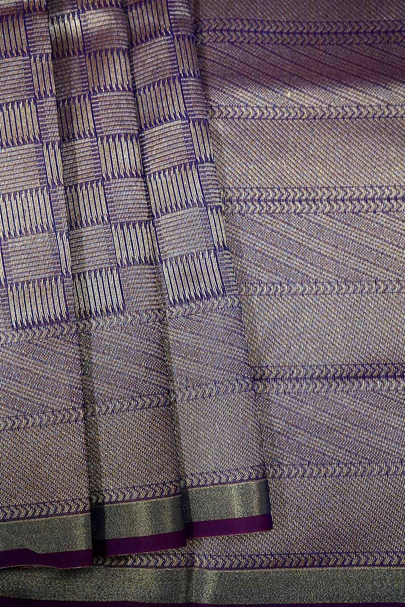 PAAI KATTAM WITH PURPLE SHADED SILK COTTON SAREE - Queens Jewel Emporium