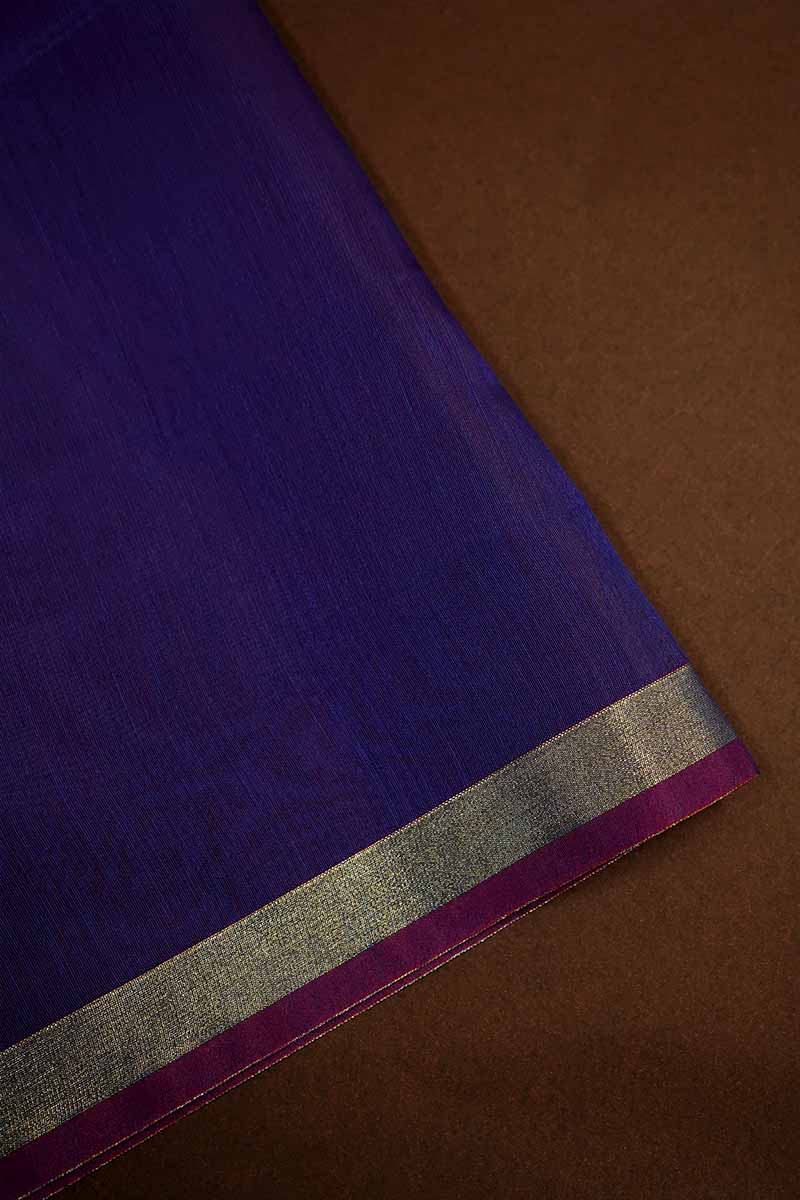 PAAI KATTAM WITH PURPLE SHADED SILK COTTON SAREE - Queens Jewel Emporium