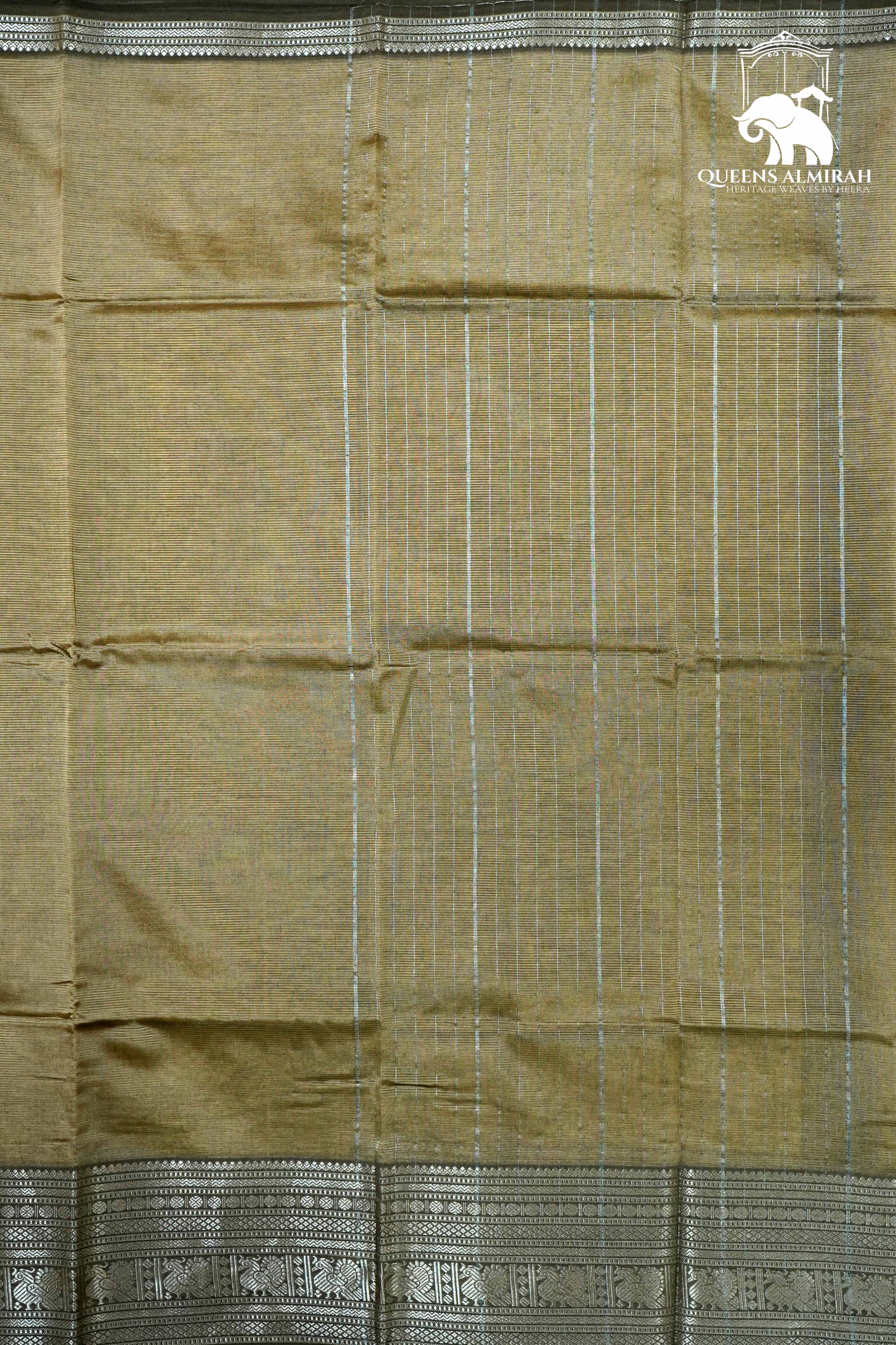 PALE GOLD WITH WOVEN BORDER MANGALGIRI SAREE - Queens Jewel Emporium