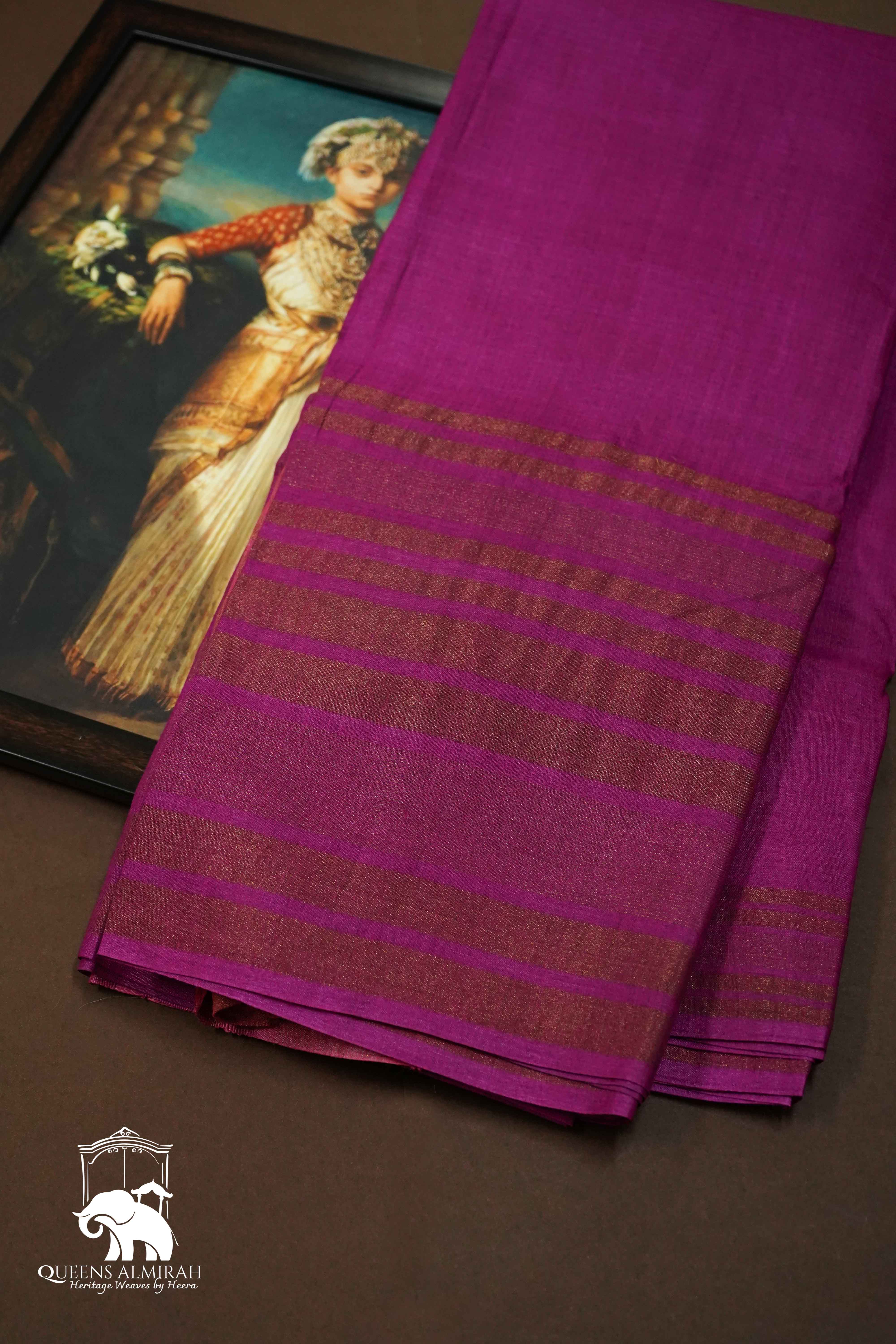 PALE MAGENTA TUSSAR SILK SAREE - Queens Jewel Emporium