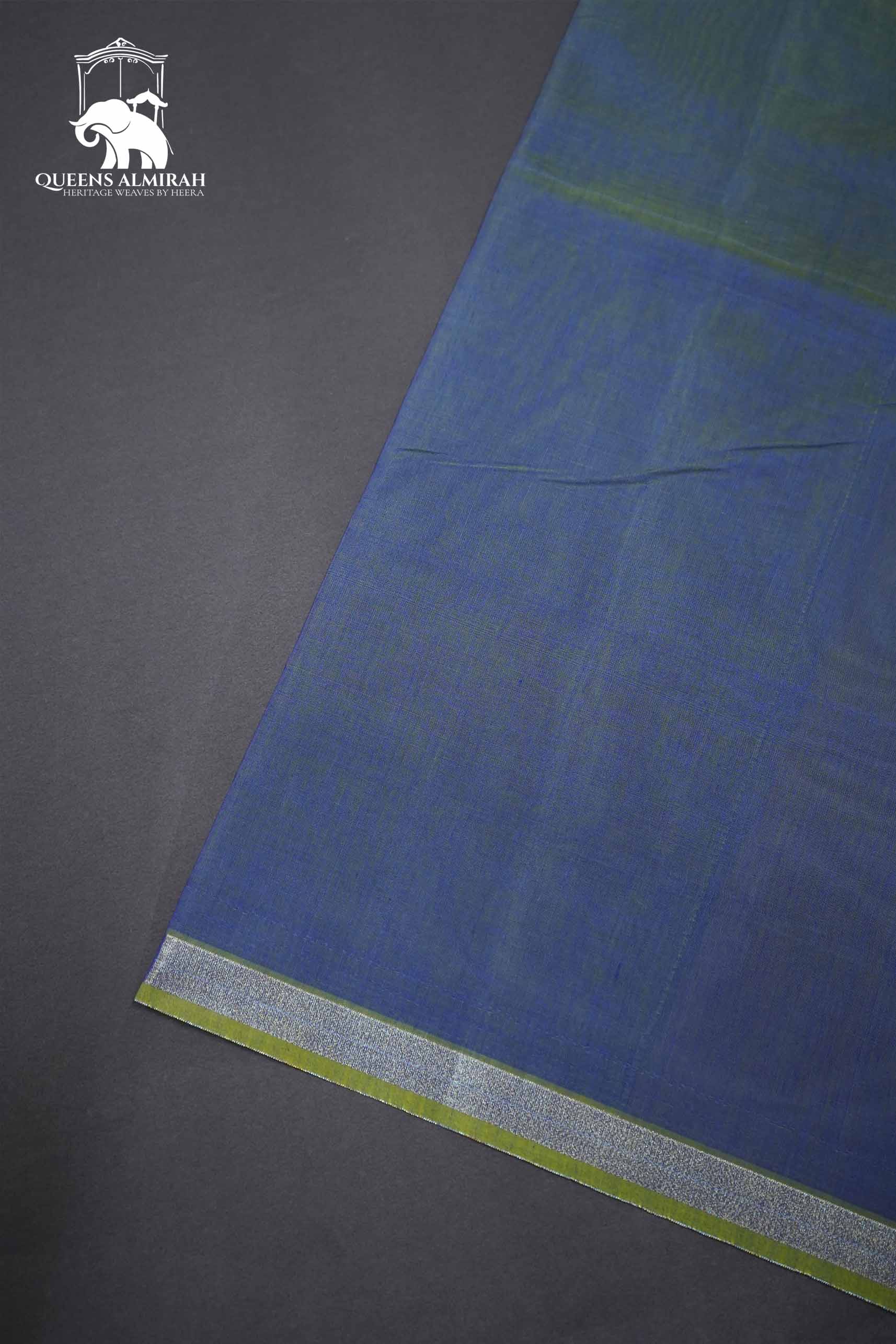 PASTEL GREEN WITH PURPLE  WOVEN BORDER SILK COTTON SAREE - Queens Jewel Emporium