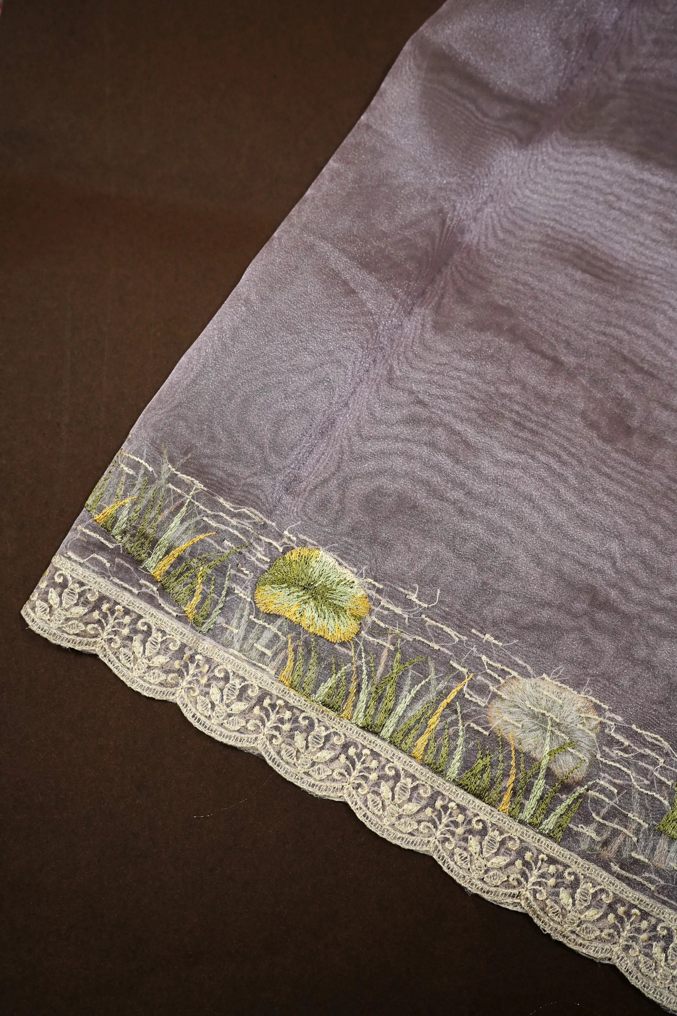 PASTEL PURPLE PURE ORGANZA SAREE - Queens Jewel Emporium