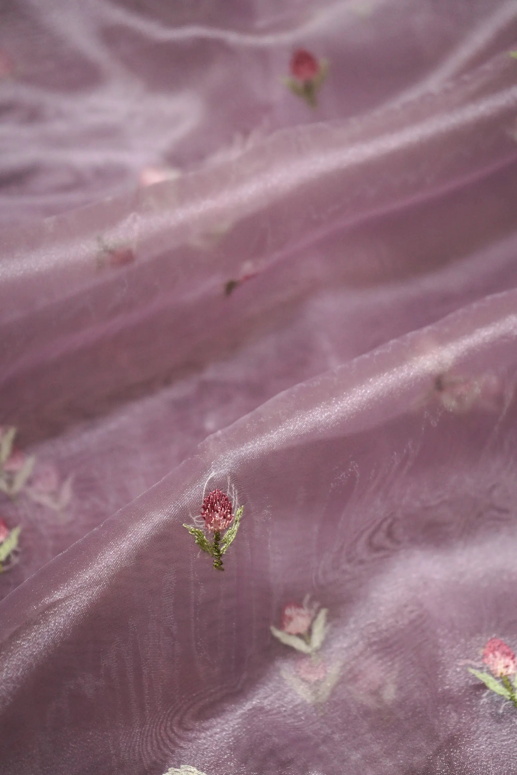 PASTEL PURPLE PURE ORGANZA SAREE - Queens Jewel Emporium