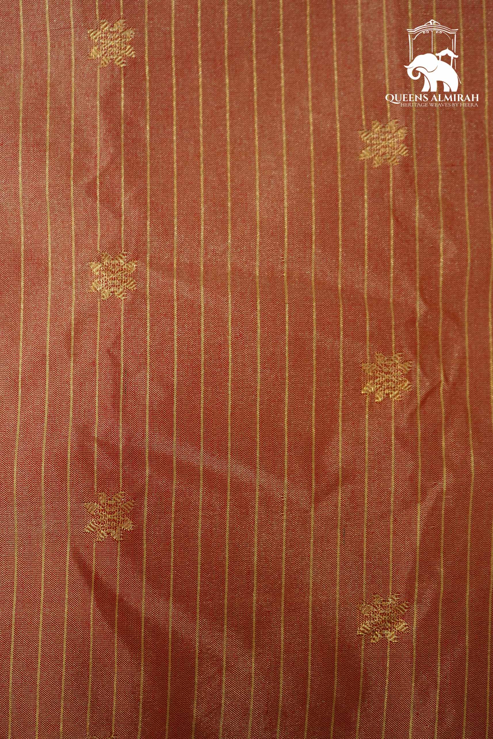 PEACH WITH CHERRY RED MANGALGIRI GADWAL SAREE - Queens Jewel Emporium