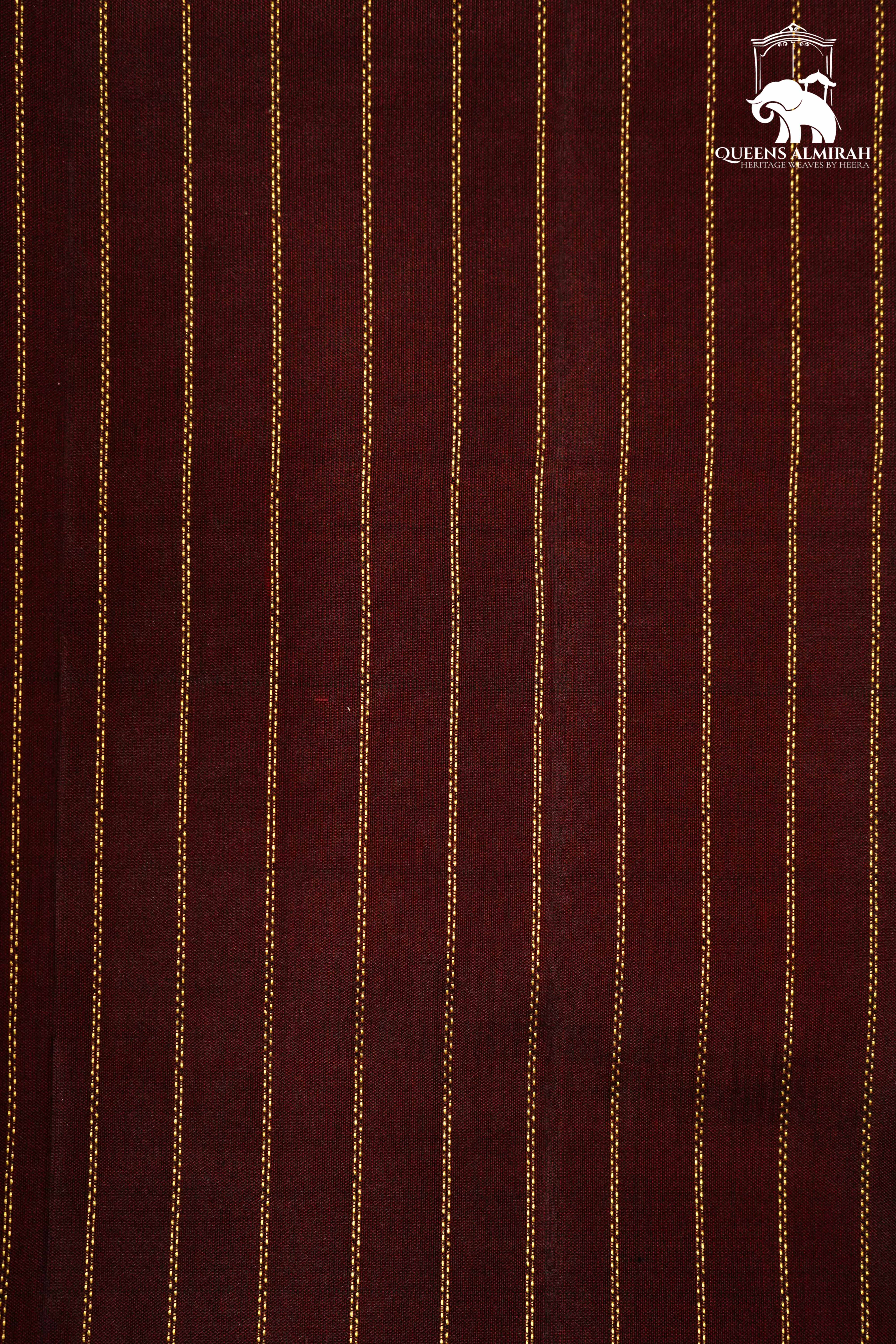 PECAN BROWN WITH WOVEN BORDER KANCHIVARAM SILK SAREE - Queens Jewel Emporium