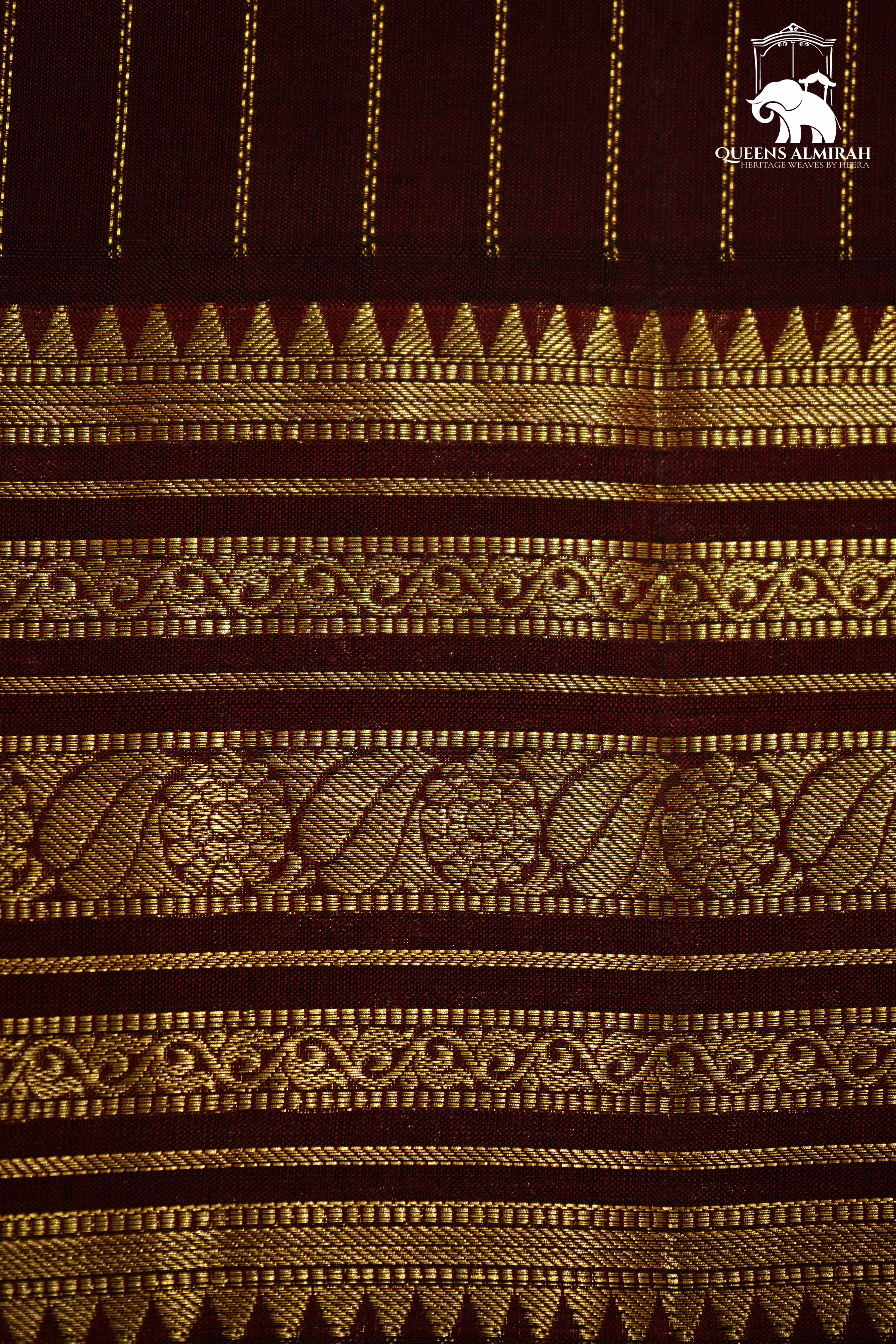 PECAN BROWN WITH WOVEN BORDER KANCHIVARAM SILK SAREE - Queens Jewel Emporium