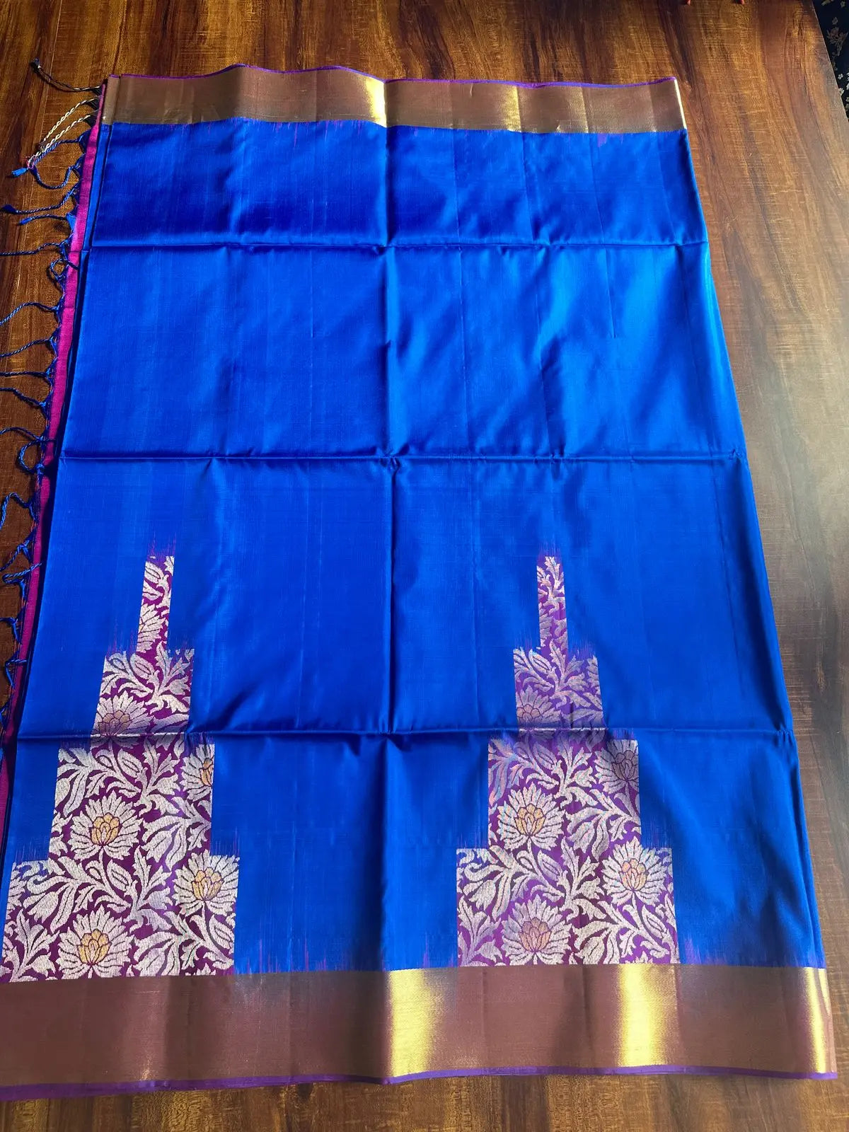 PERSIAN BLUE WITH PURPLE PURE SOFT SILK SAREE - Queens Jewel Emporium