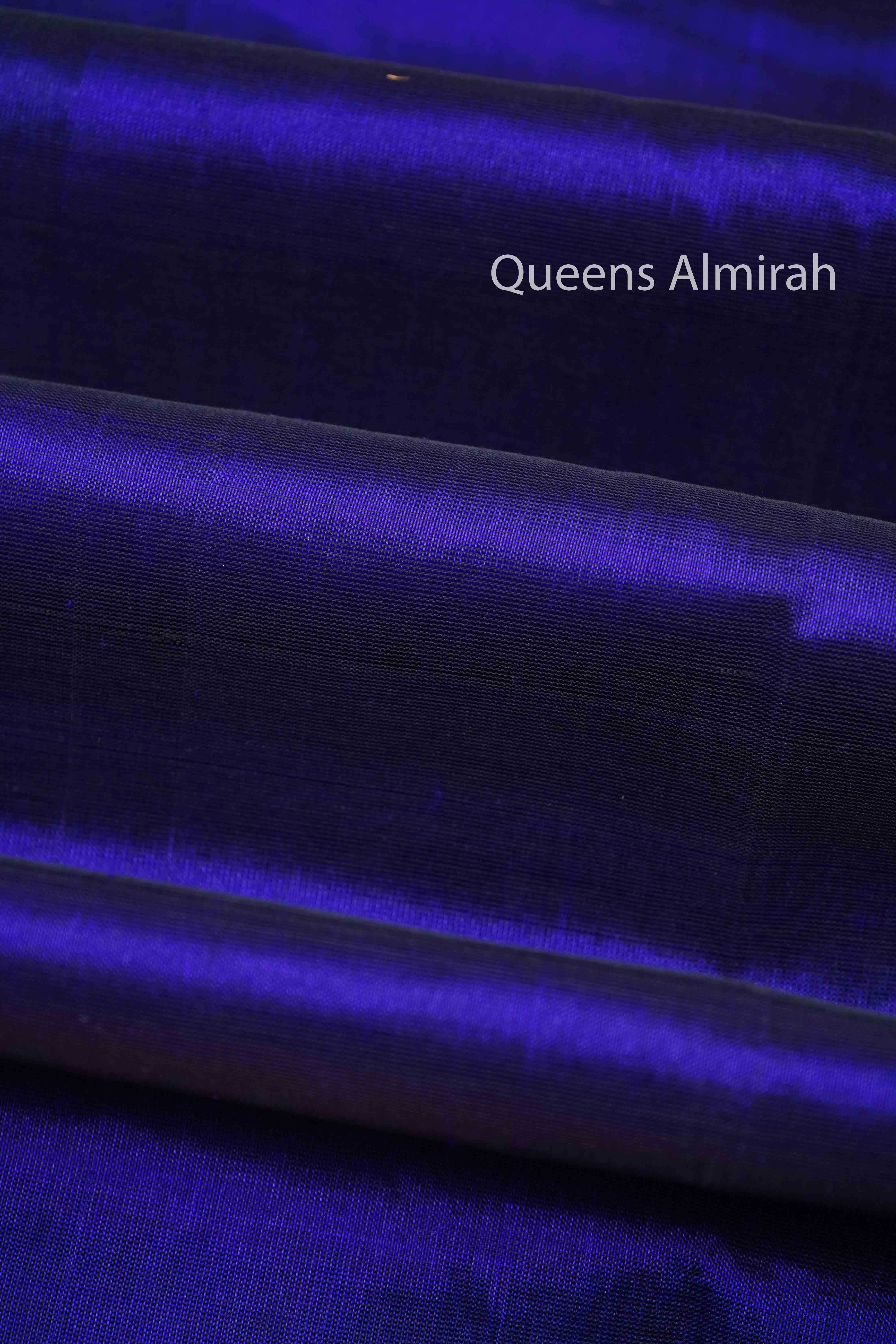PERSIAN BLUE WITH RED PURE SILK COTTON SAREE - Queens Jewel Emporium