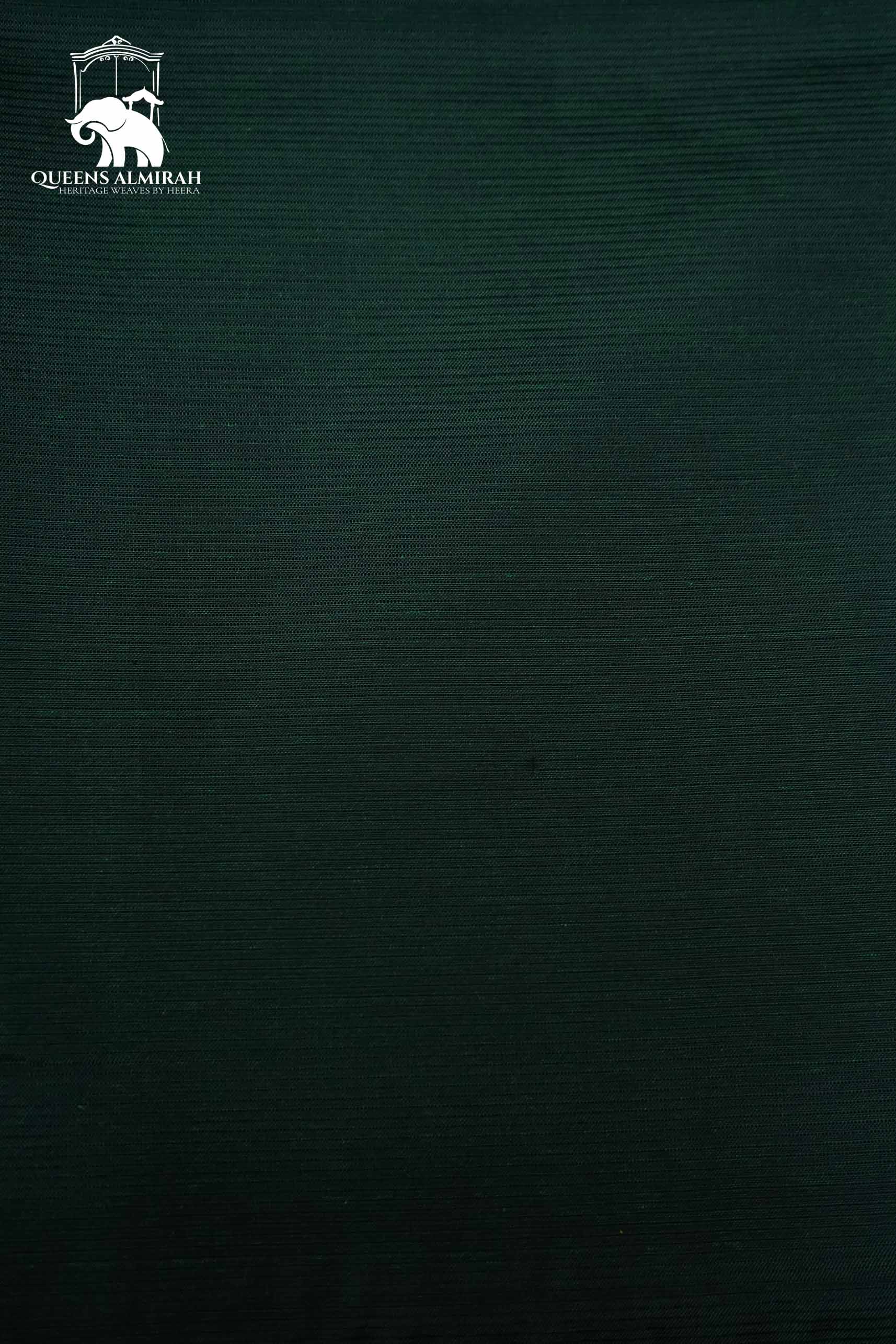 PINE GREEN WITH WOVEN BORDER MANGALGIRI SAREE - Queens Jewel Emporium