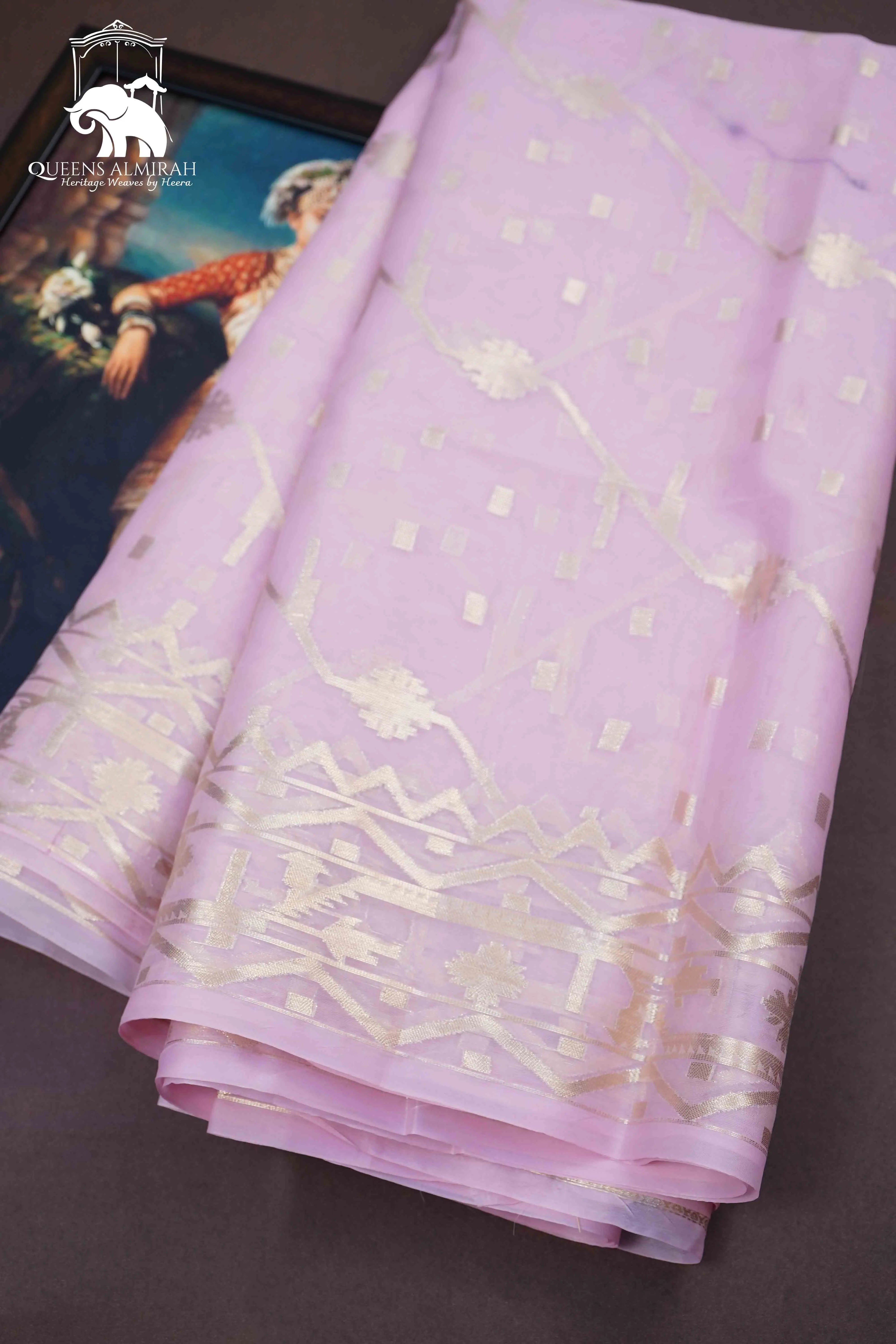 PINK MUSLIN JAMDANI SAREE - Queens Jewel Emporium