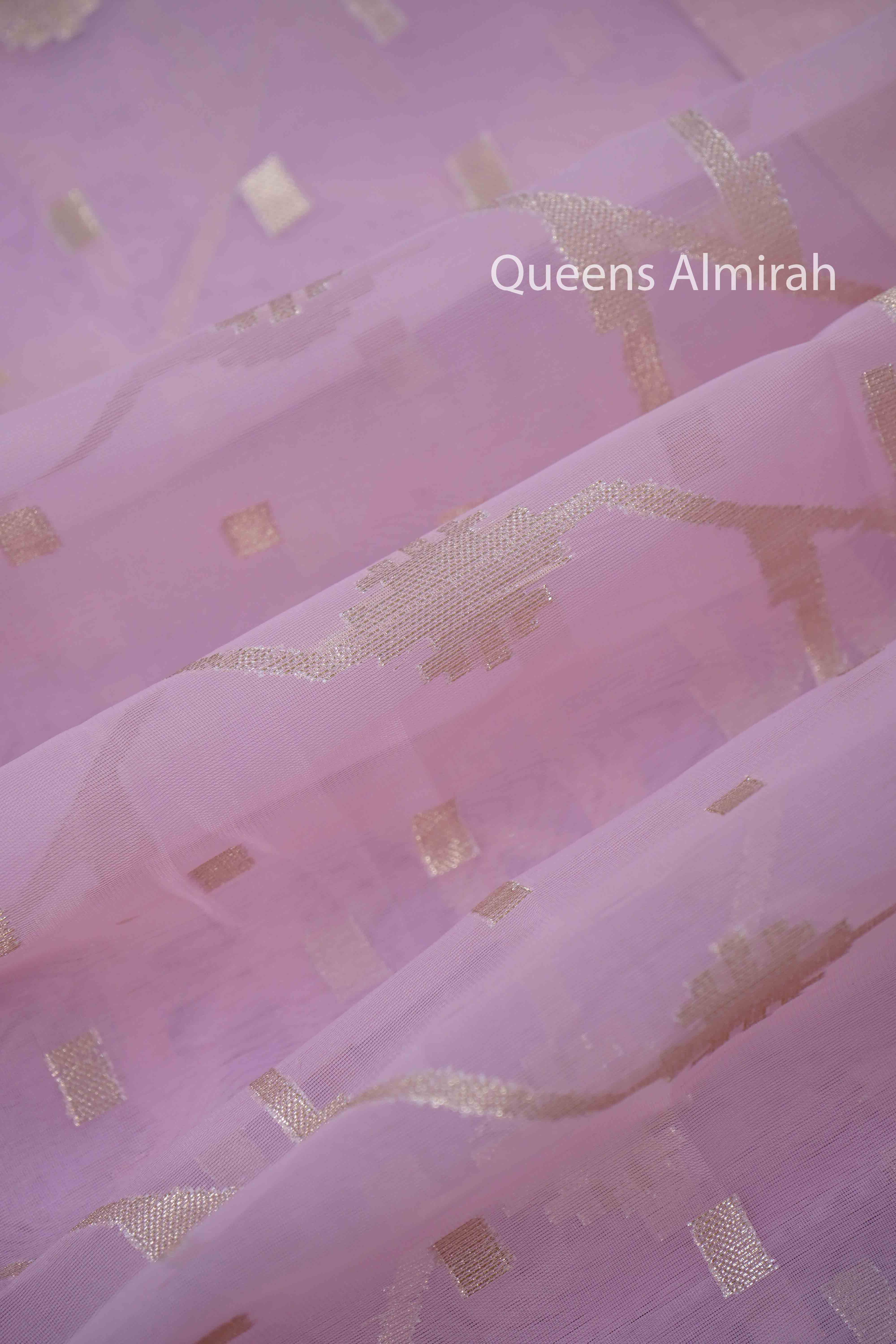 PINK MUSLIN JAMDANI SAREE - Queens Jewel Emporium