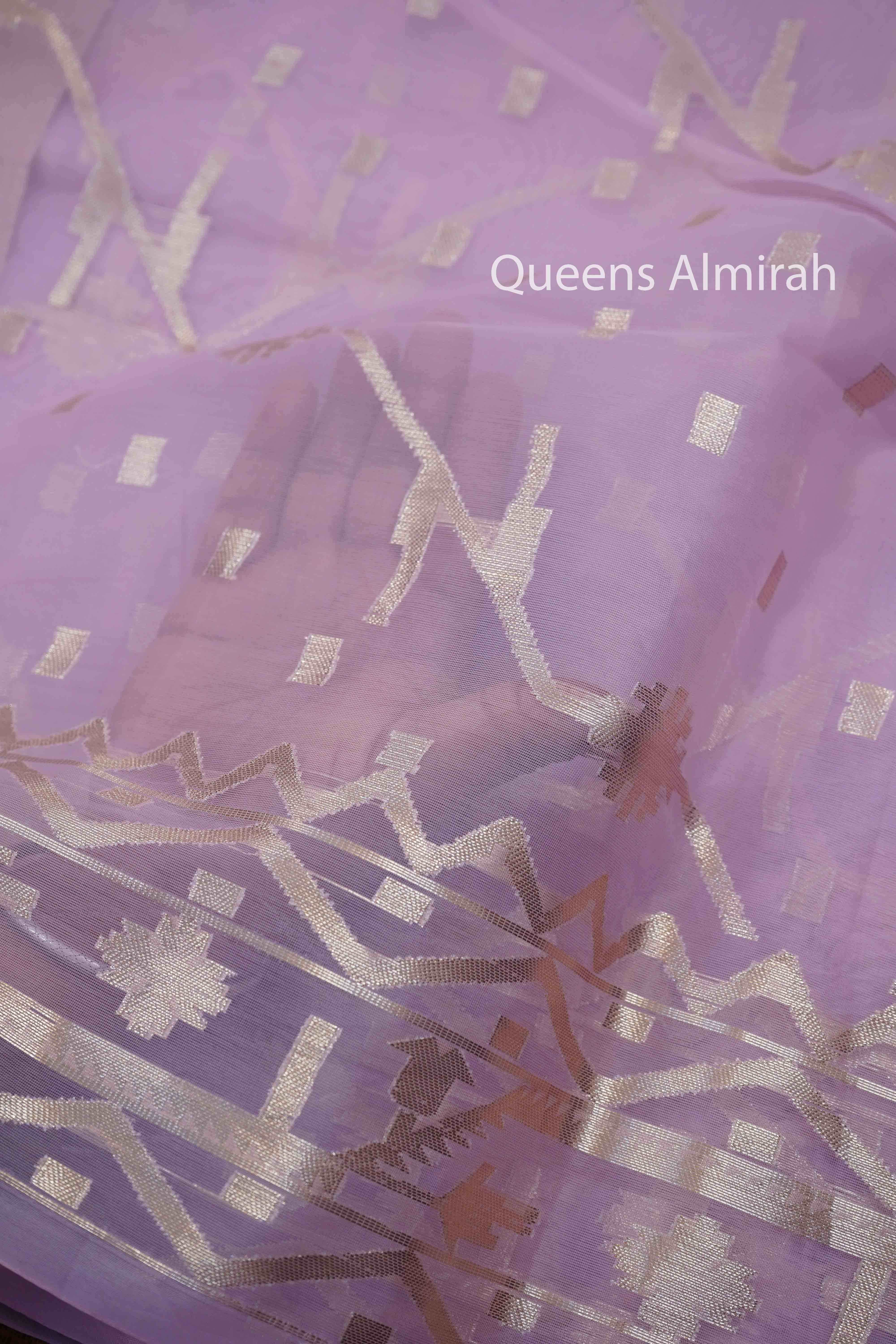 PINK MUSLIN JAMDANI SAREE - Queens Jewel Emporium
