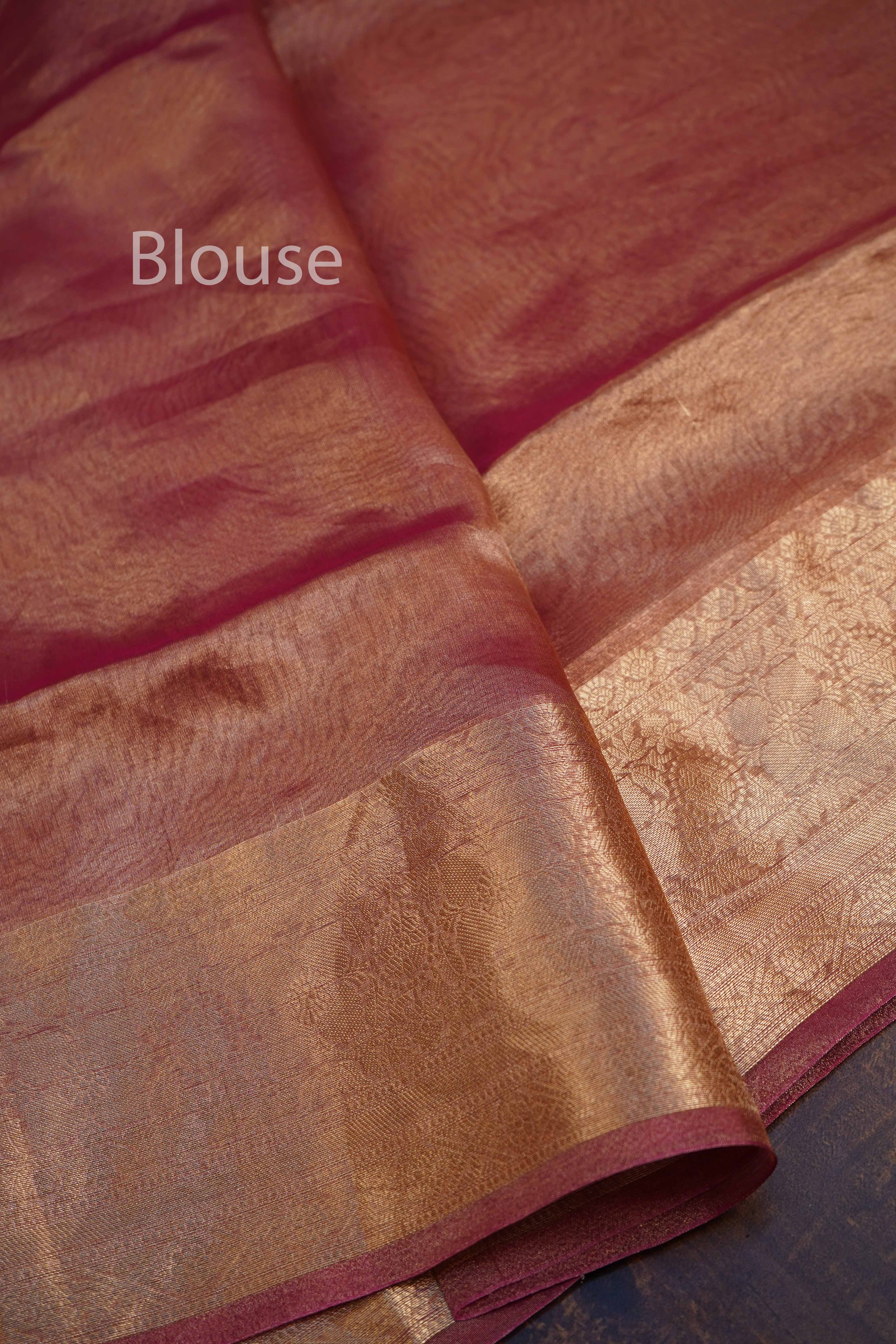 PINKISH BROWN PURE BANARASI SILK SAREE - Queens Jewel Emporium