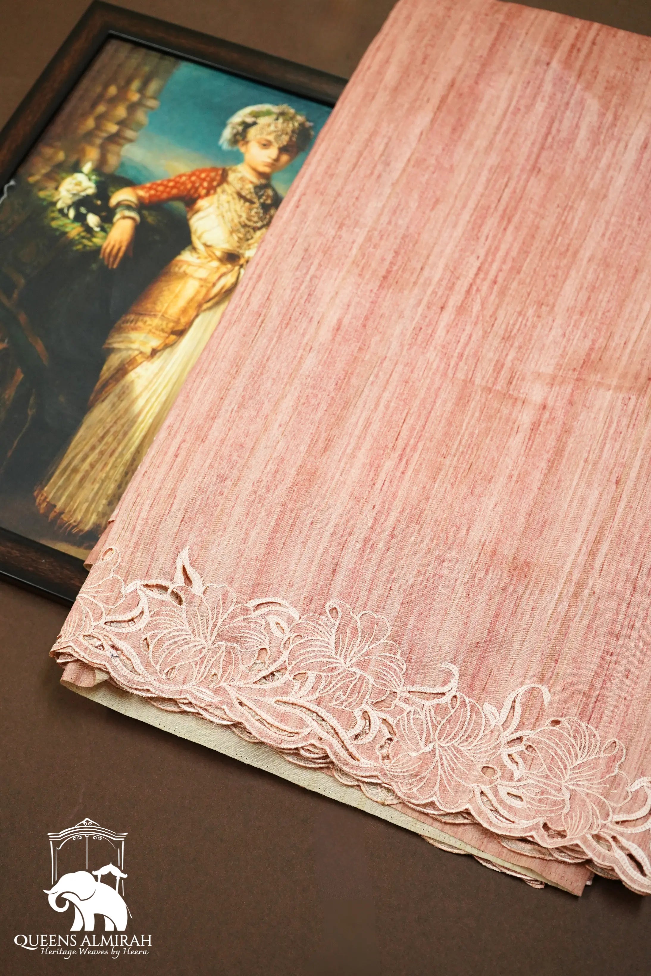 PINKISH TAN SEMI TUSSER SAREE - Queens Jewel Emporium