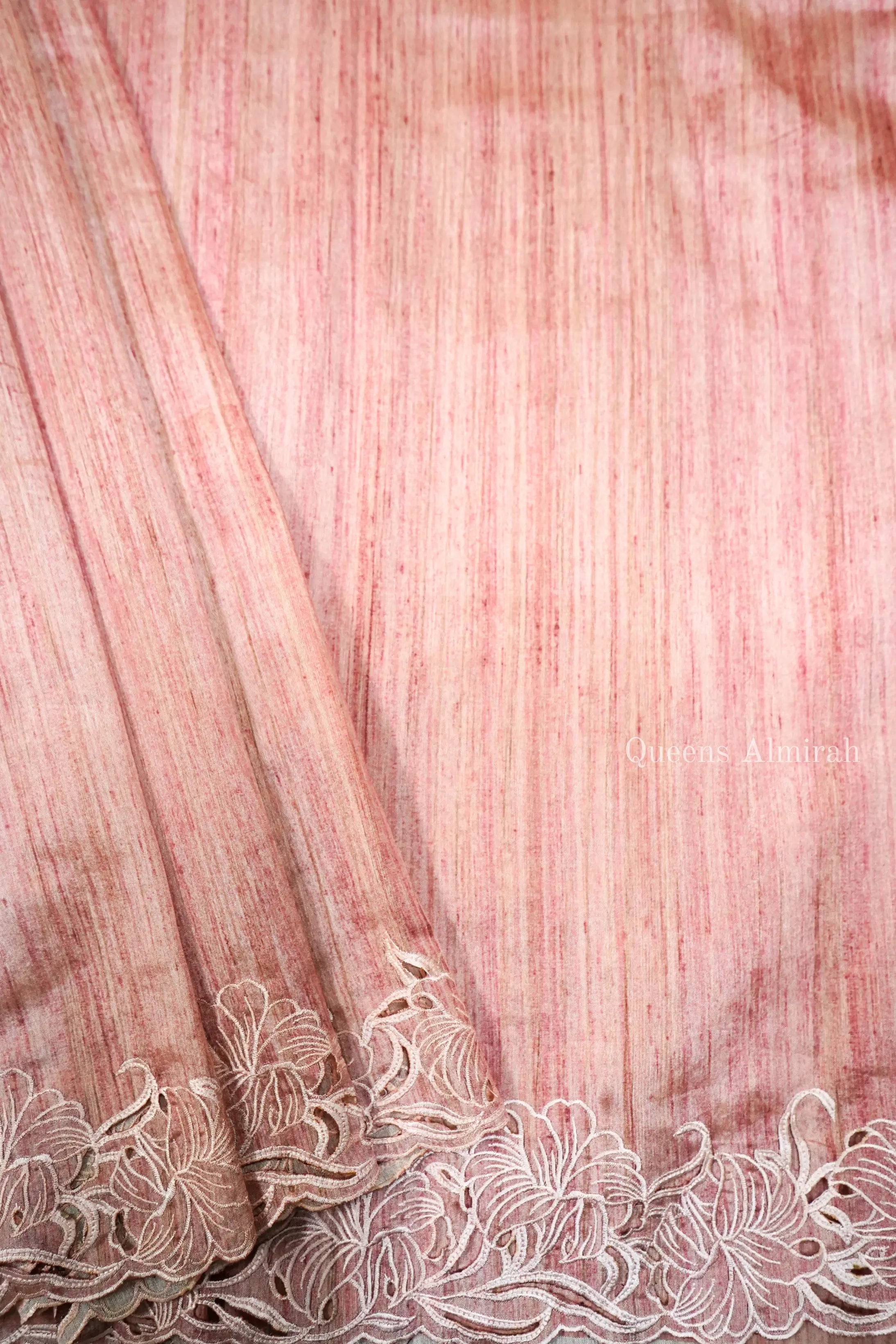 PINKISH TAN SEMI TUSSER SAREE - Queens Jewel Emporium