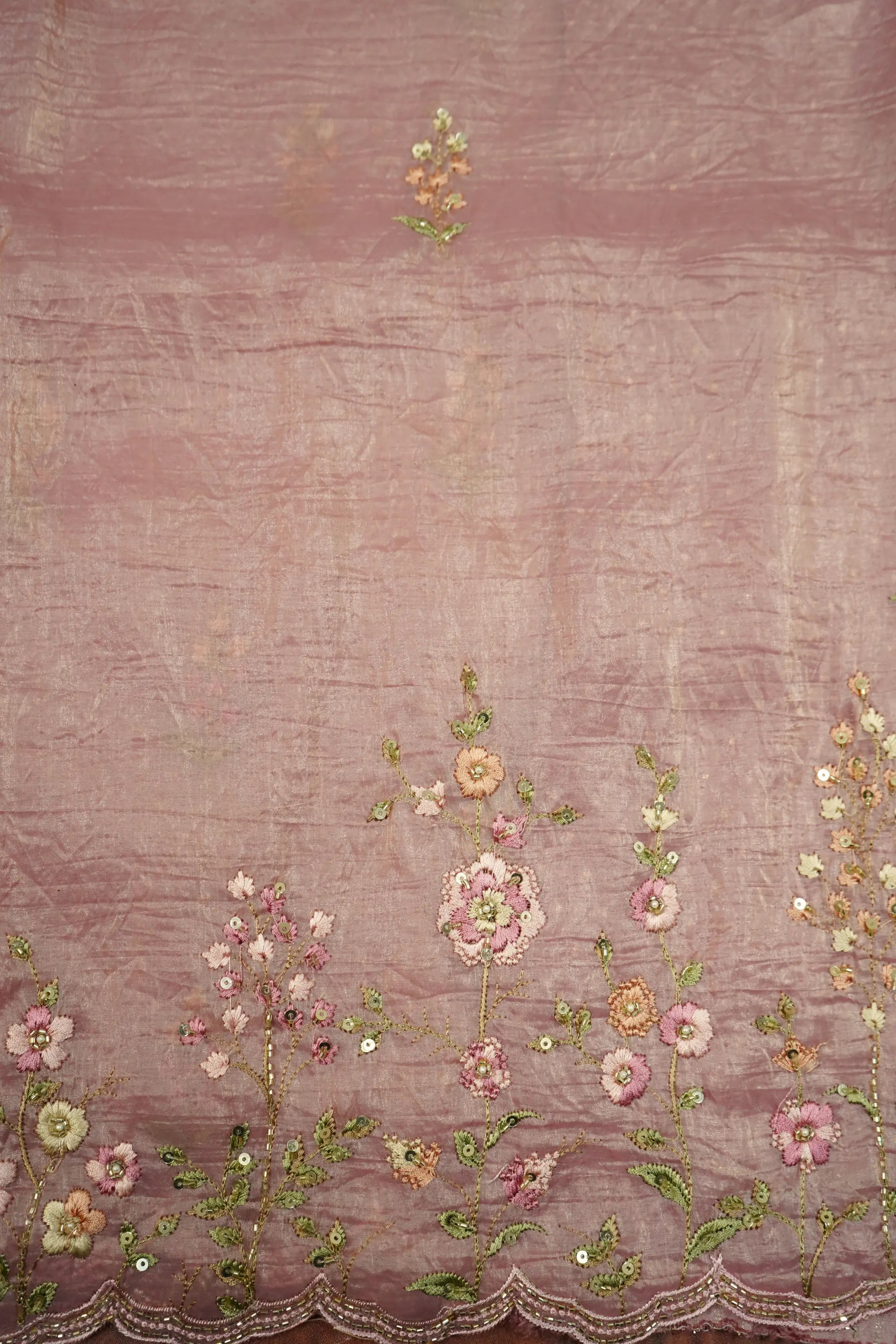 PINKISH TAN TISSUE SAREE - Queens Jewel Emporium