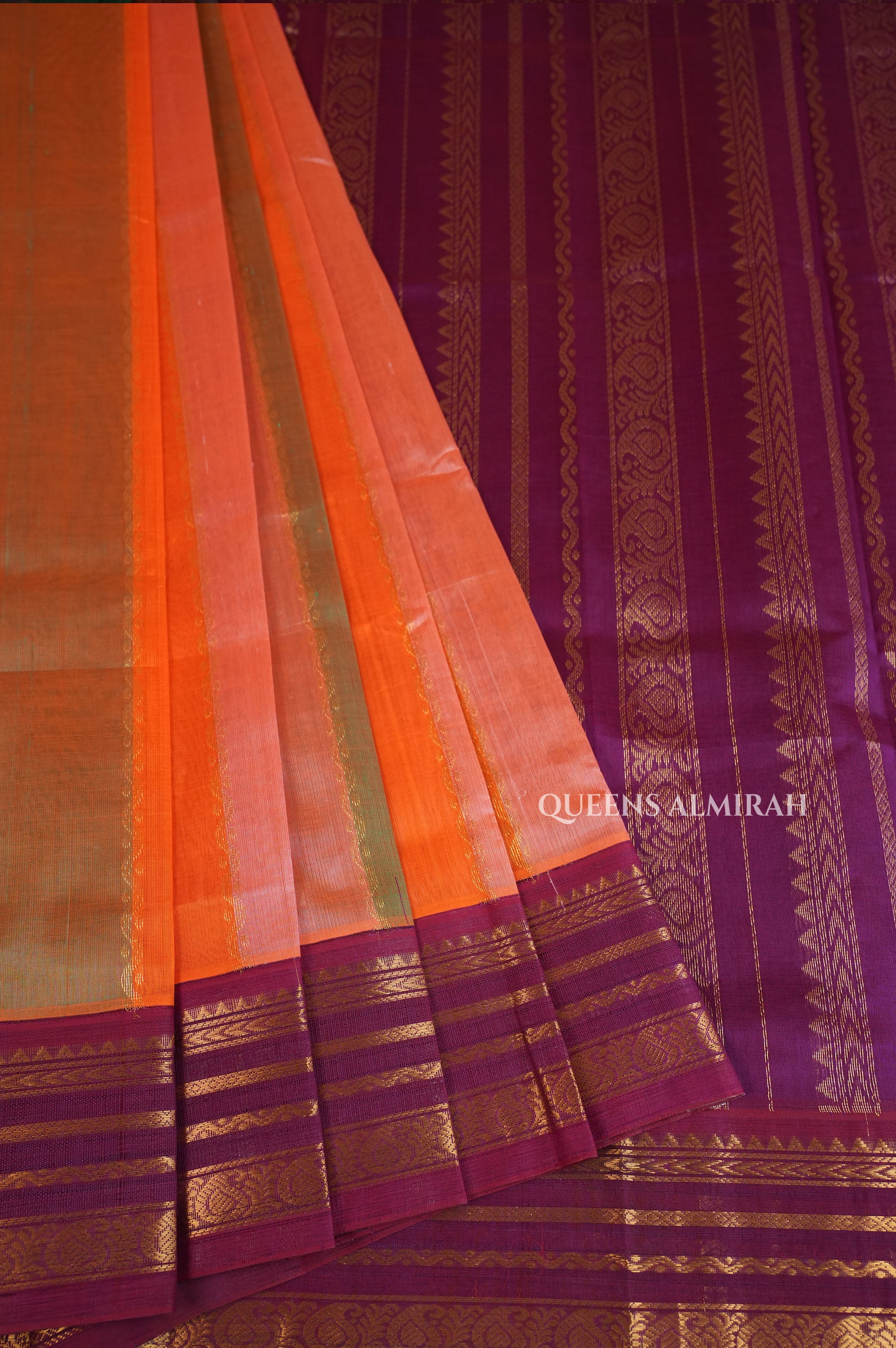 Multi Color With Varisapet Purple Border Pure Silk Cotton Saree