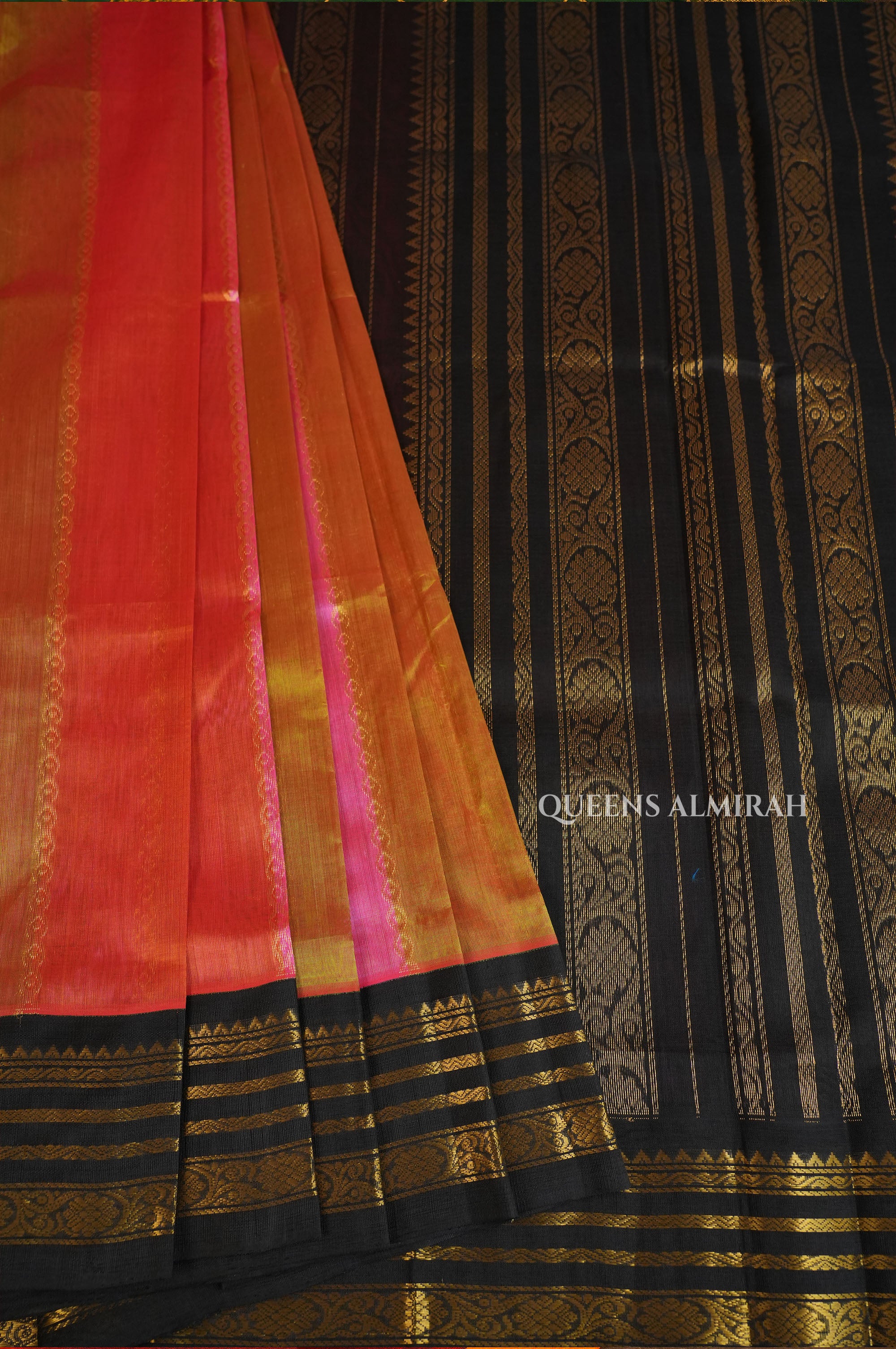 Multi Color With Black Varisapet Border Pure Silk Cotton Saree