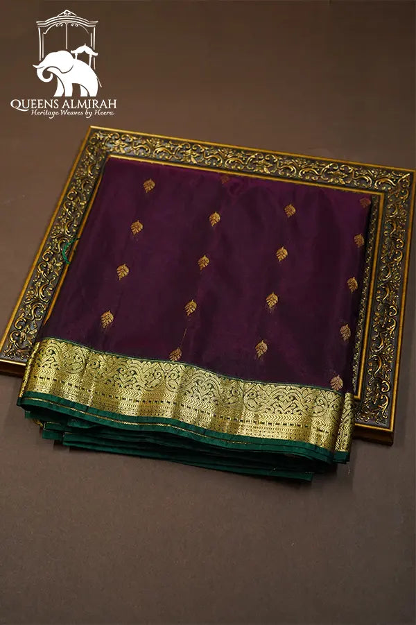 PLUM PURPLE SEMI SILK COTTON SAREE - Queens Jewel Emporium