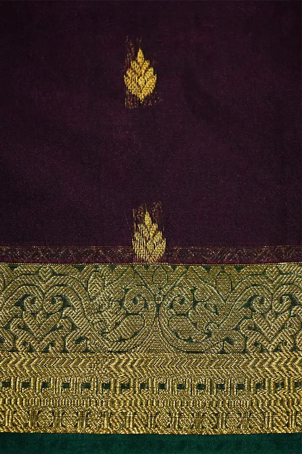 PLUM PURPLE SEMI SILK COTTON SAREE - Queens Jewel Emporium