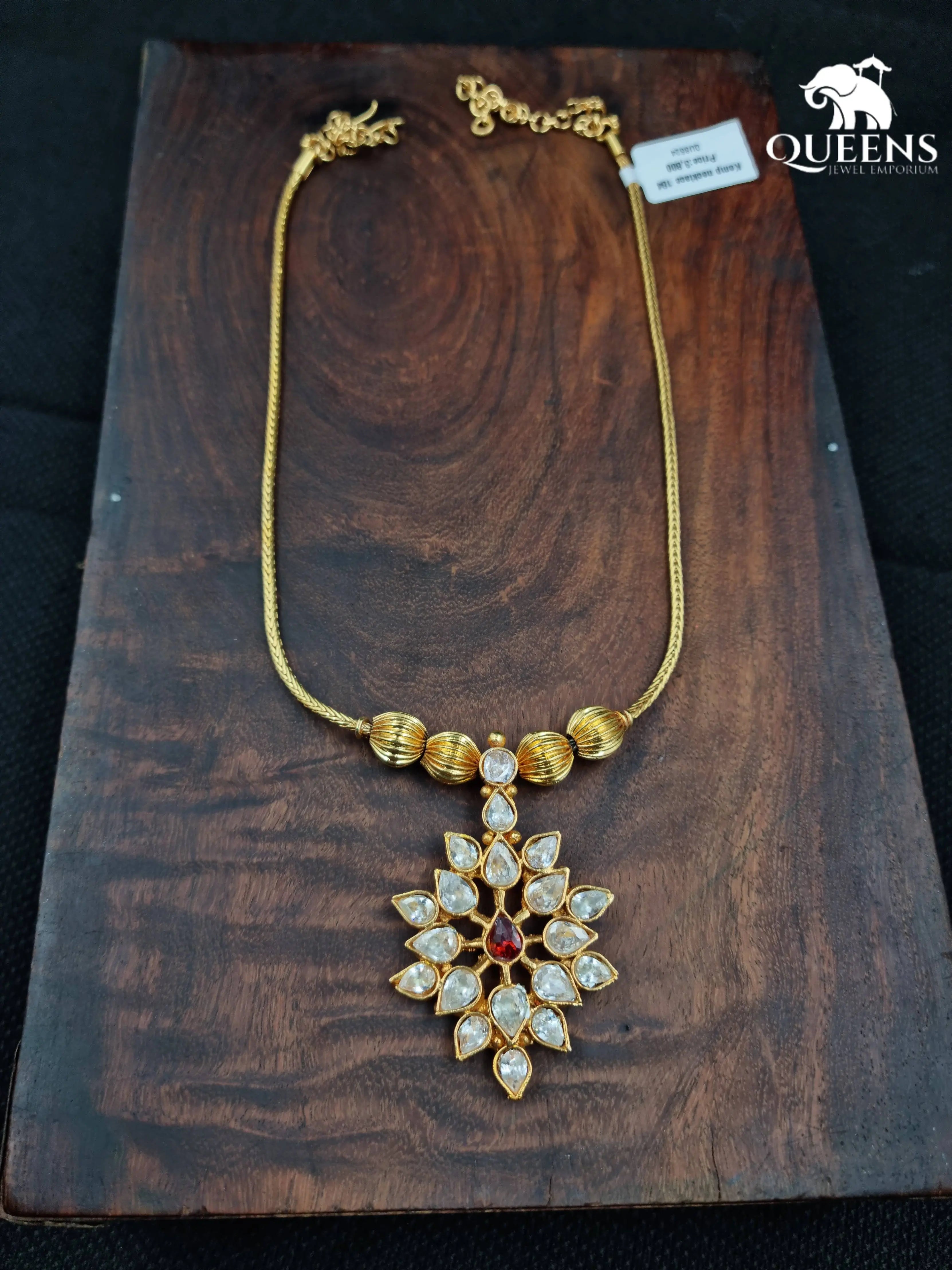 PRARTHANA ZIRCON NECKLACE- WHITE - Queens Jewel Emporium