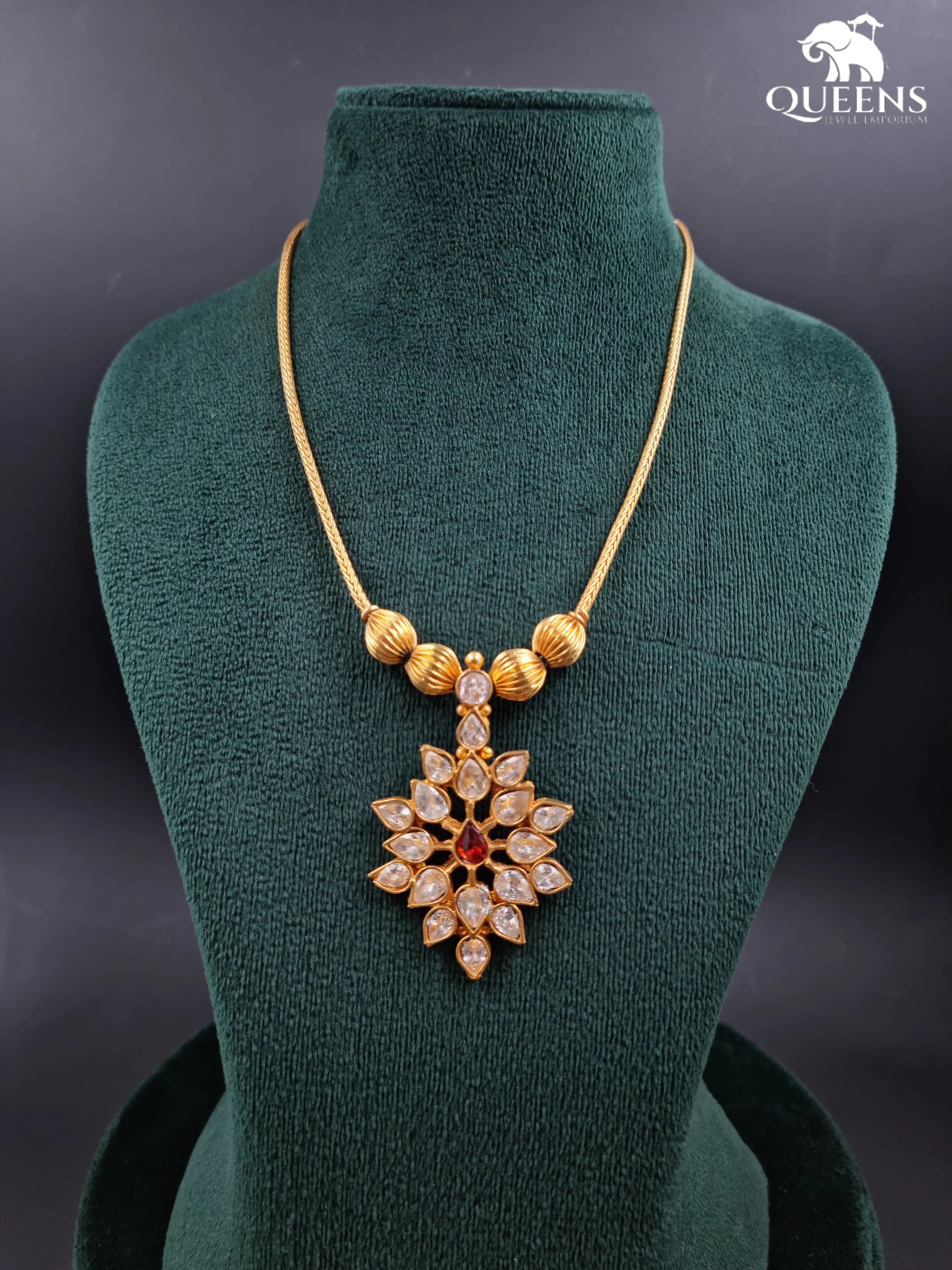PRARTHANA ZIRCON NECKLACE- WHITE - Queens Jewel Emporium