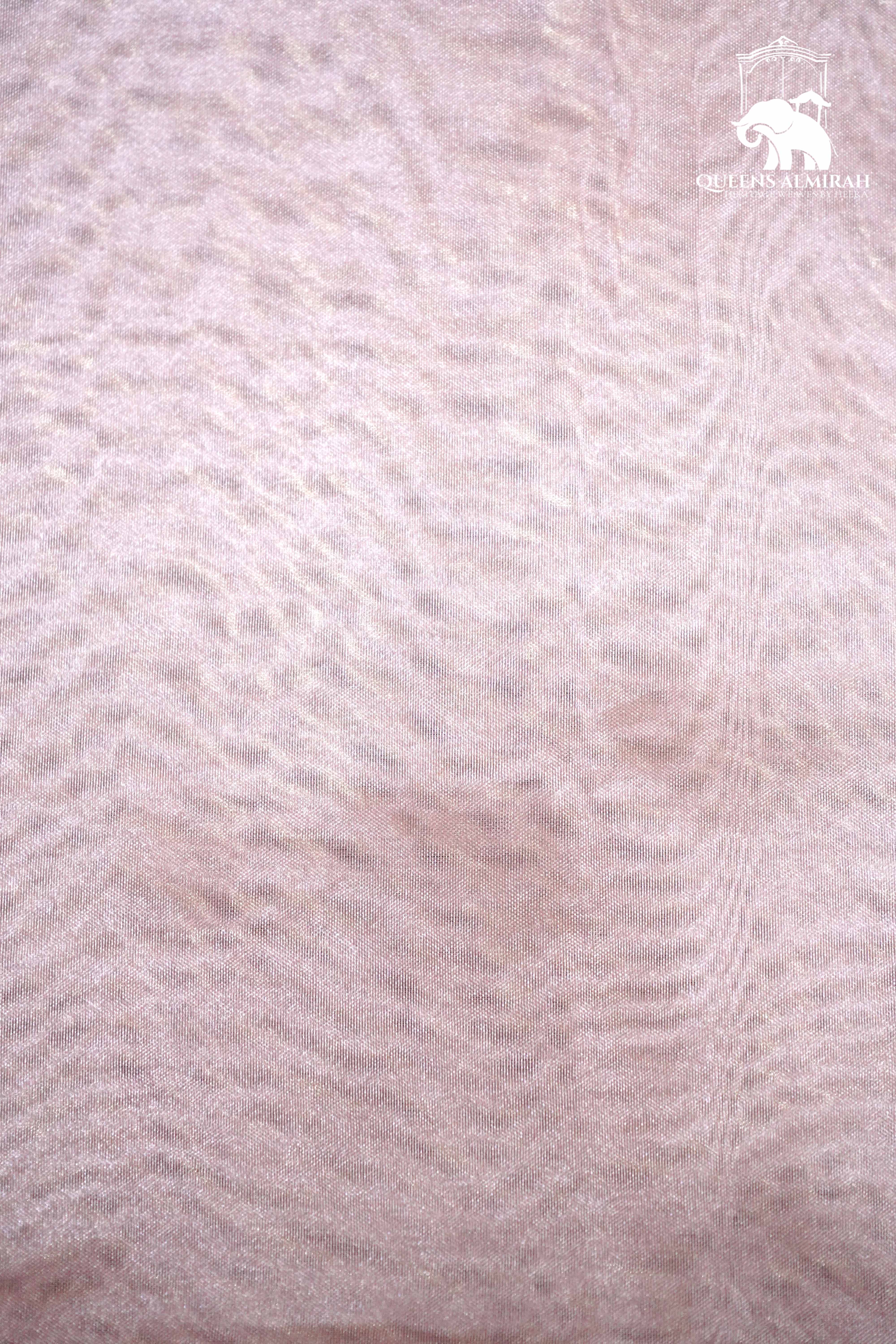 PUCE PINK WITH SCALLOP BORDER ORGANZA SAREE - Queens Jewel Emporium