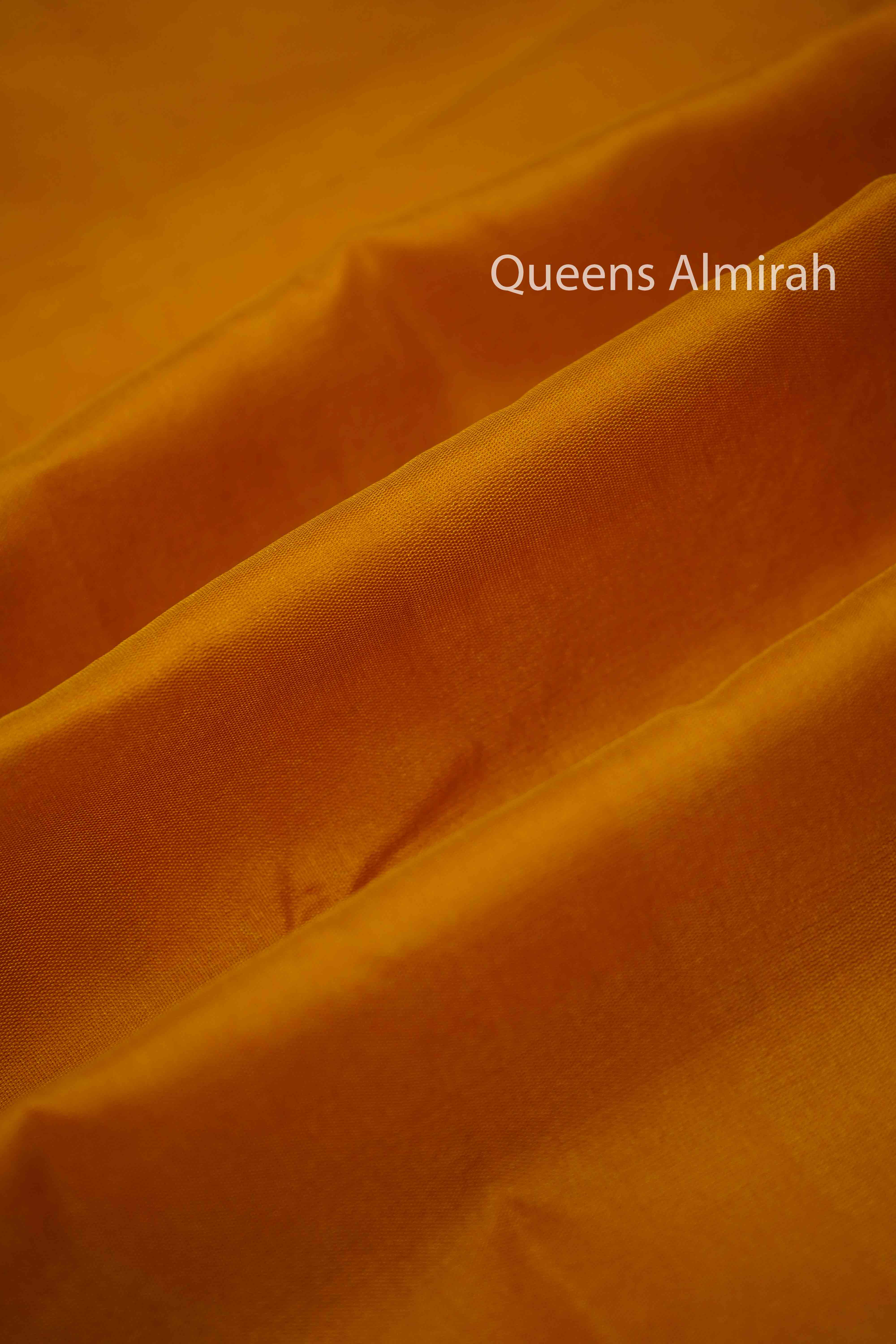 PUMPKIN YELLOW WITH PURPLE IRIS ILKAL SEMI SILK SAREE - Queens Jewel Emporium