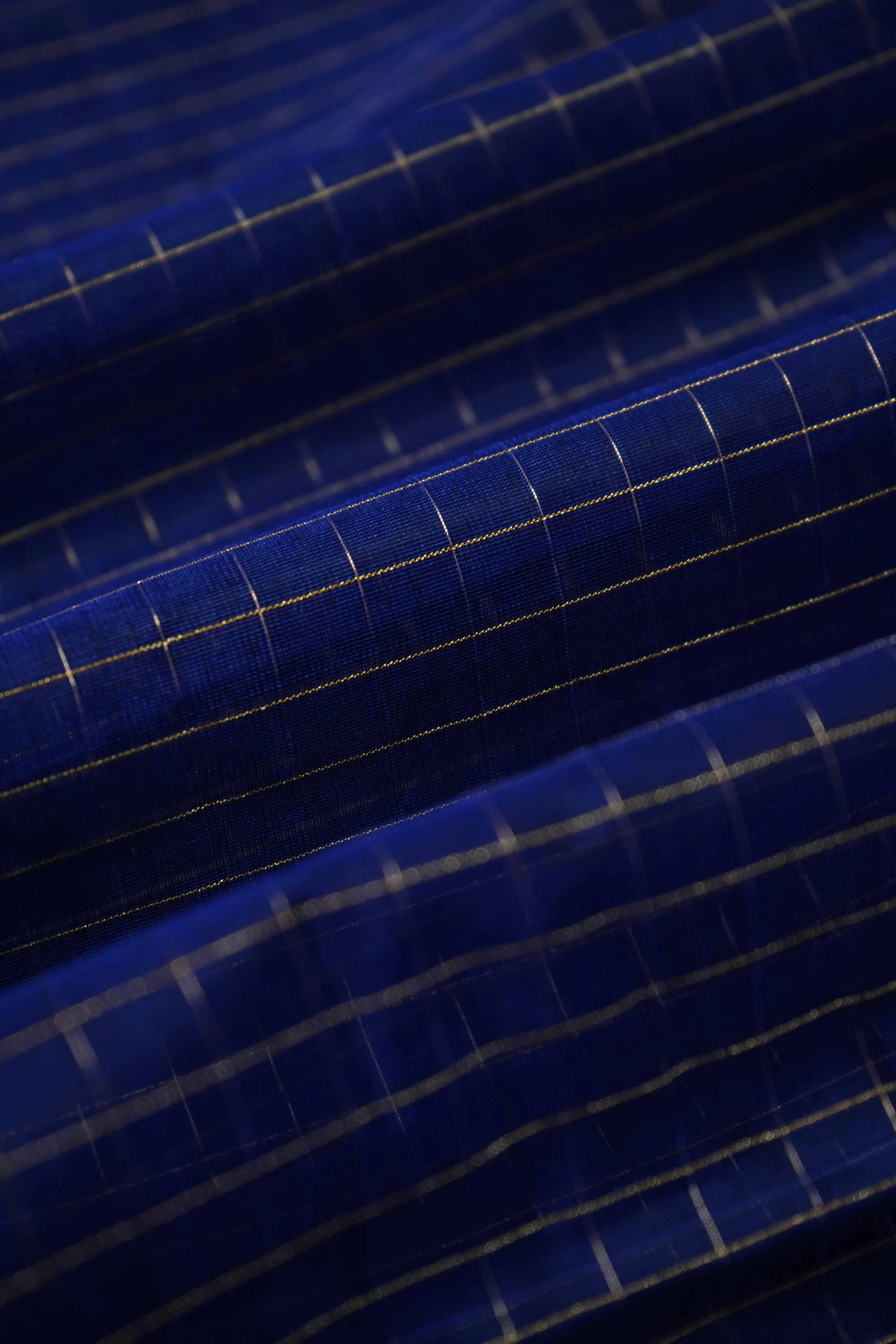 PURE KANCHI SILK COTTON - BLUE BERRY WITH PLUM - Queens Jewel Emporium