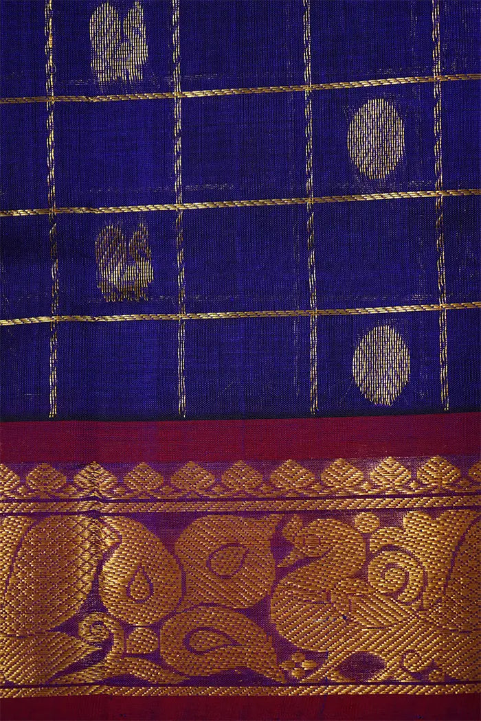 PURE KANCHI SILK COTTON - BUTTERFLY BUSH WITH DULL RED - Queens Jewel Emporium