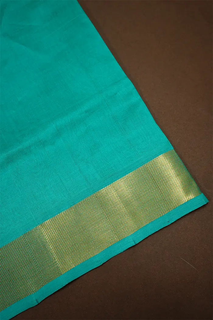 PURE KANCHI SILK COTTON - DARK LAVENDER WITH BLUE - Queens Jewel Emporium