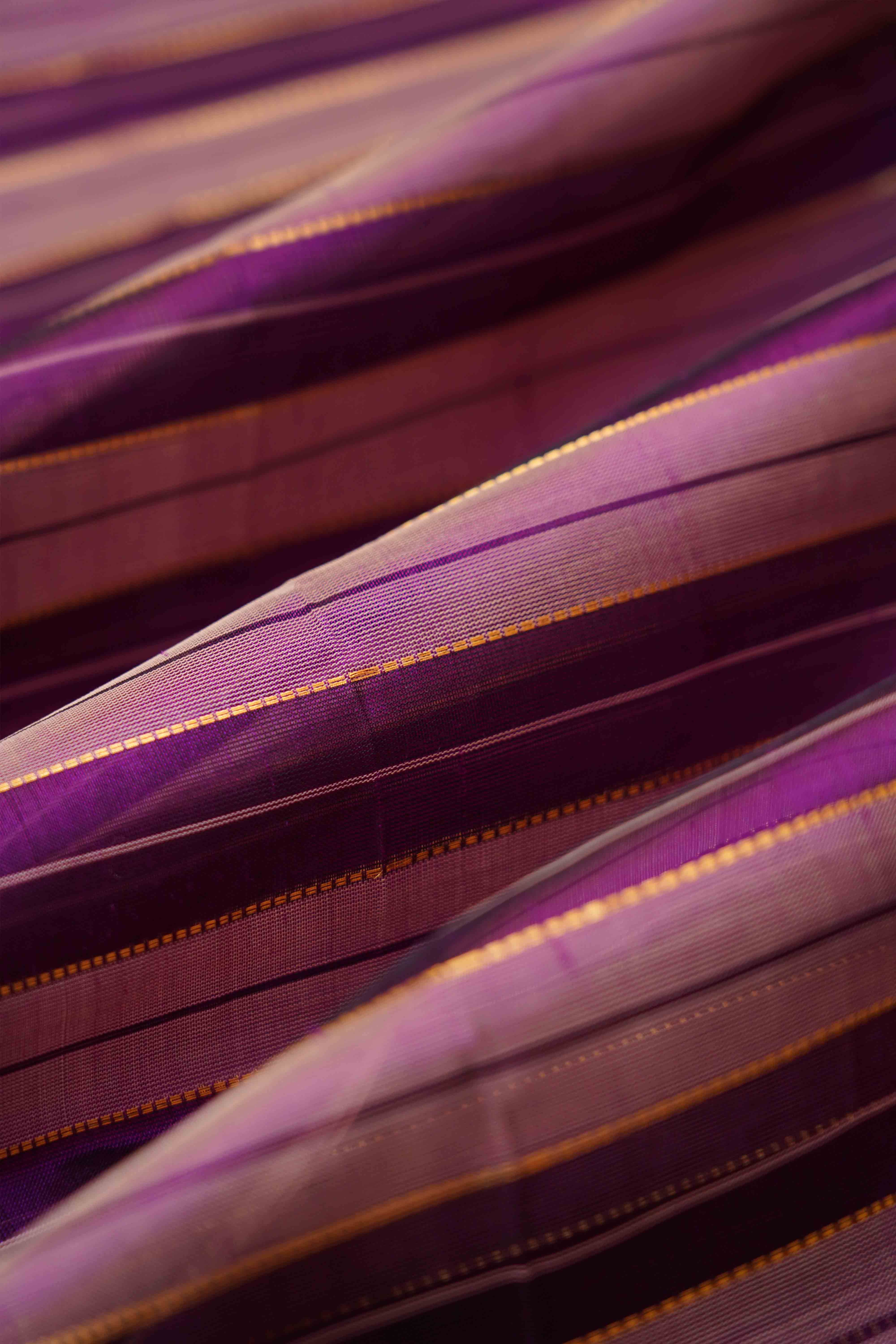PURE KANCHI SILK COTTON -DARK LAVENDER WITH OFF WHITE - Queens Jewel Emporium
