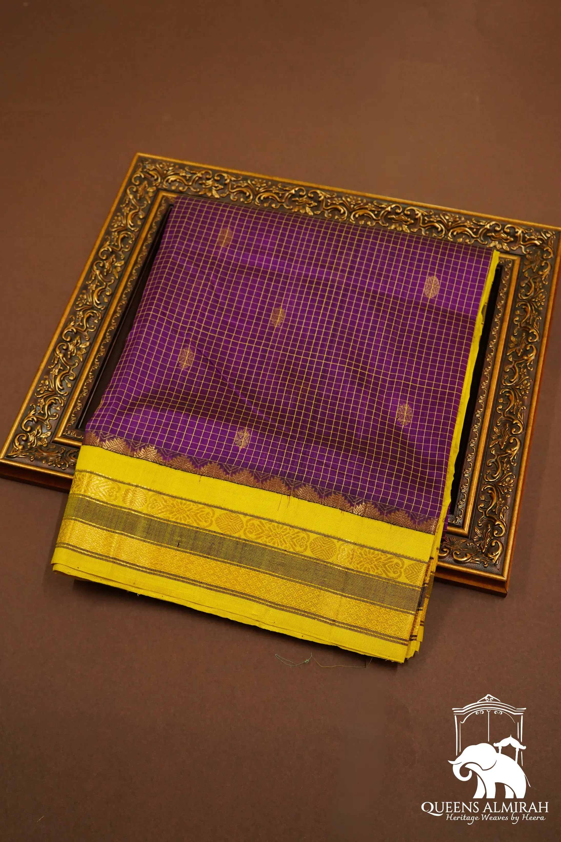 PURE KANCHI SILK COTTON - DARK MAROON VAIRA OOSI SAREE - Queens Jewel Emporium