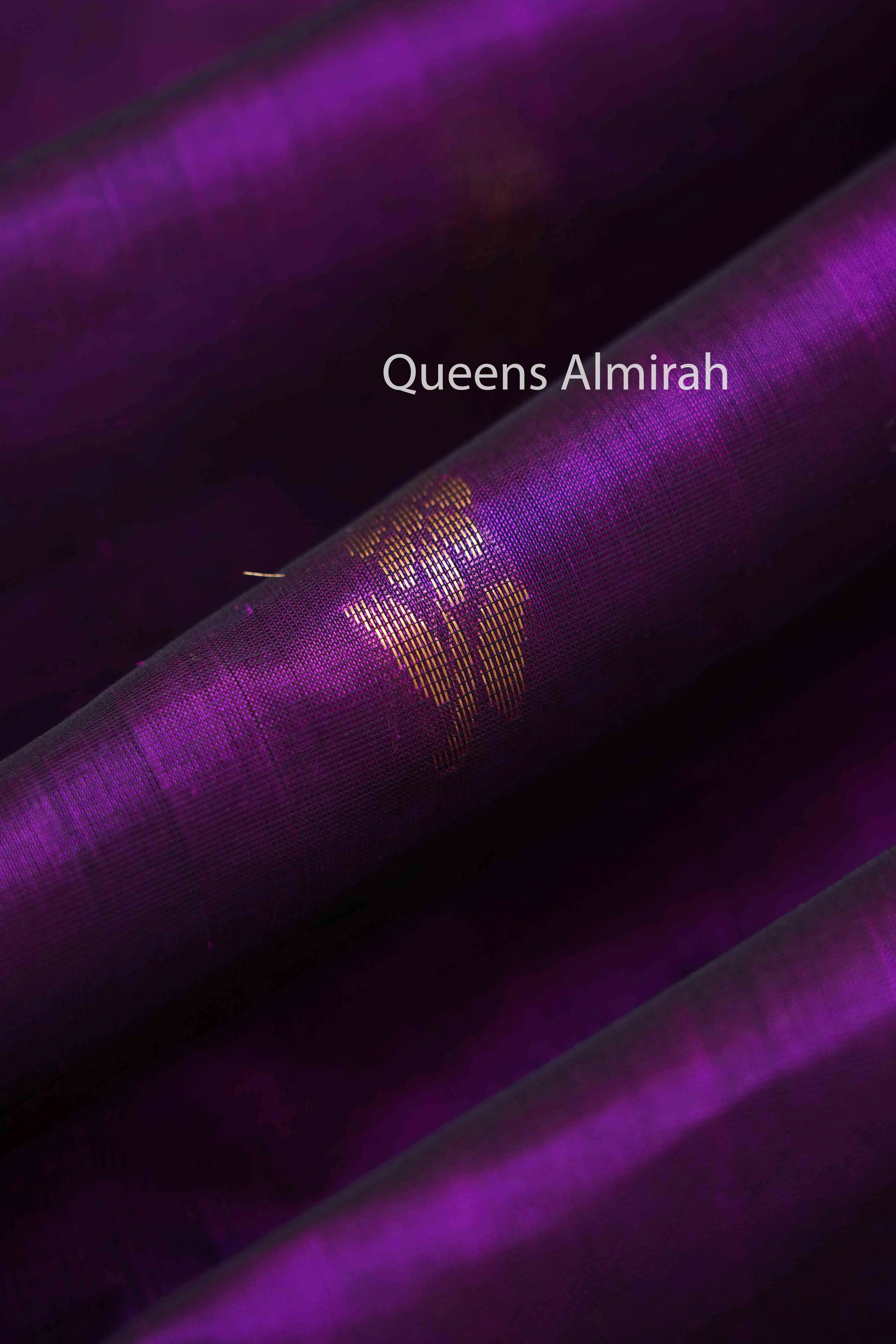 PURE KANCHI SILK COTTON - DARK PURPLE WITH GREENY BLUE - Queens Jewel Emporium