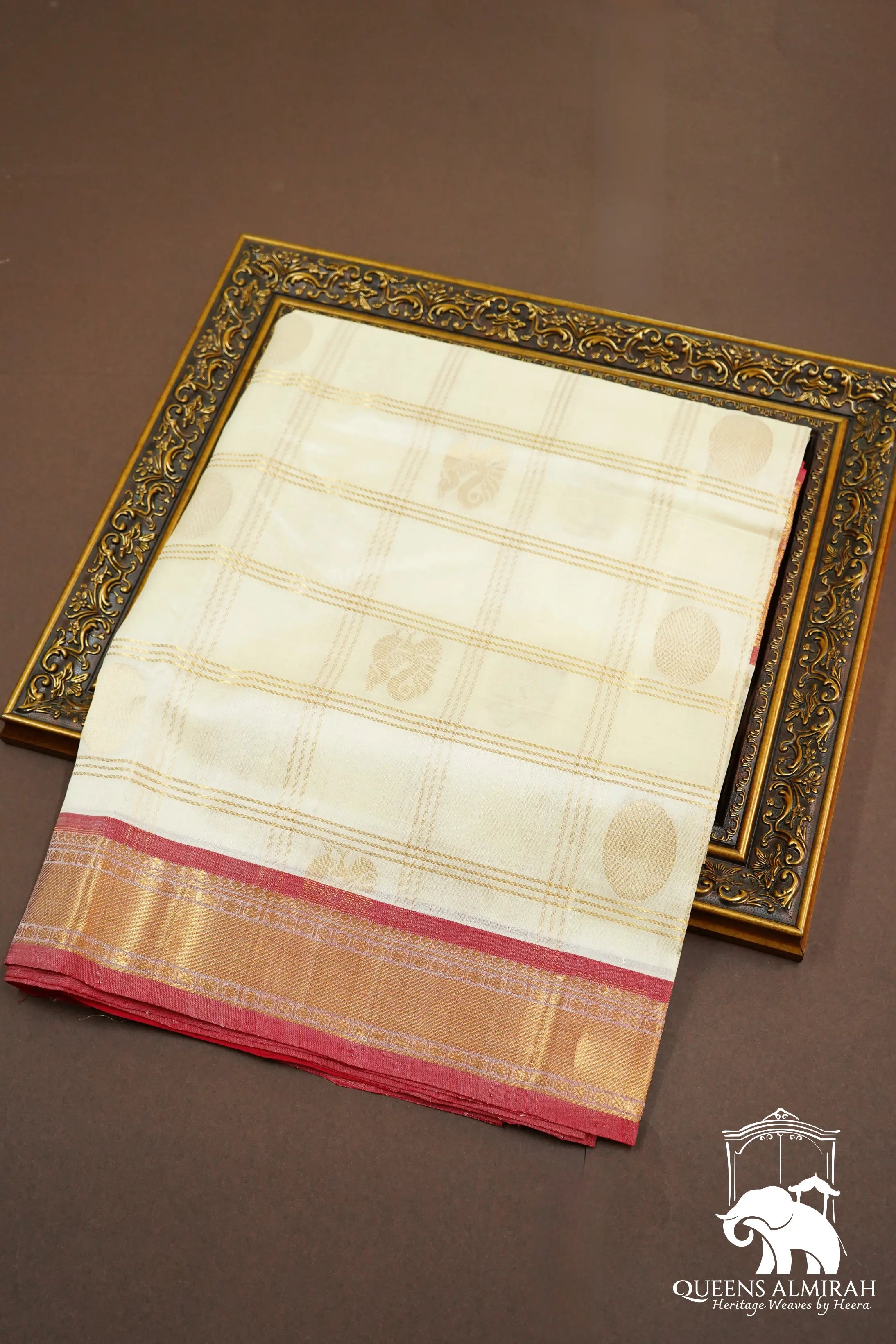 PURE KANCHI SILK COTTON - GREY GOOSE WITH PERSIAN PLUM - Queens Jewel Emporium