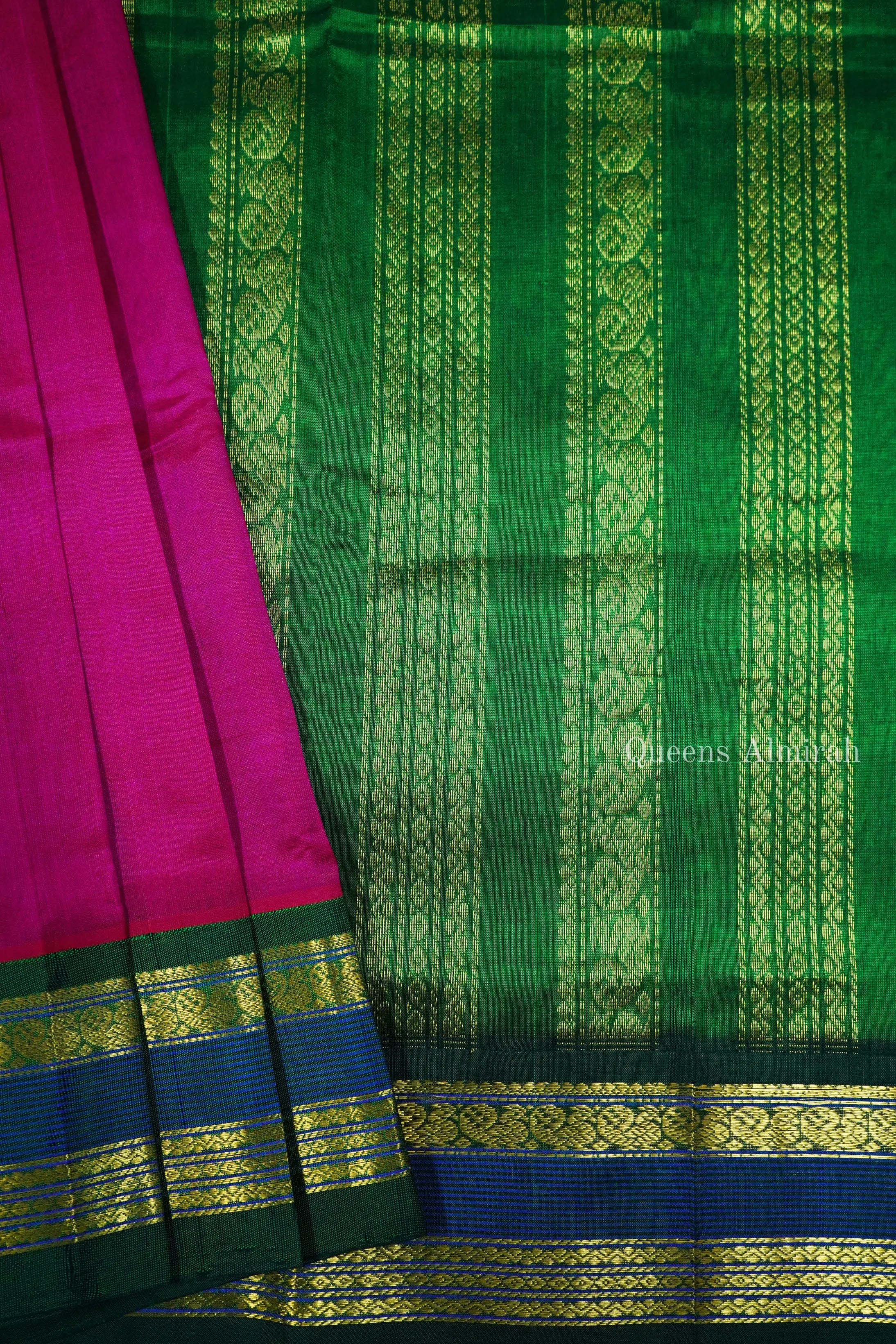 PURE KANCHI SILK COTTON - JAZZ BERRY JAM WITH PINE - Queens Jewel Emporium